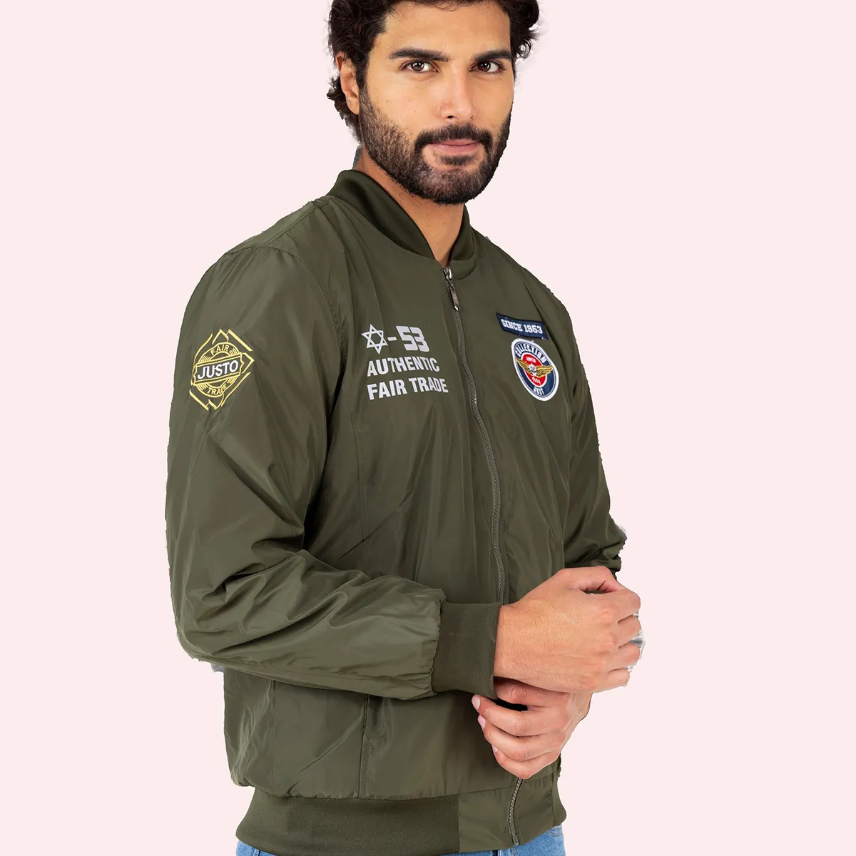 JUSTO - CASACA BOMBER JUSTO HOMBRE  BORDADO SLIM FIT