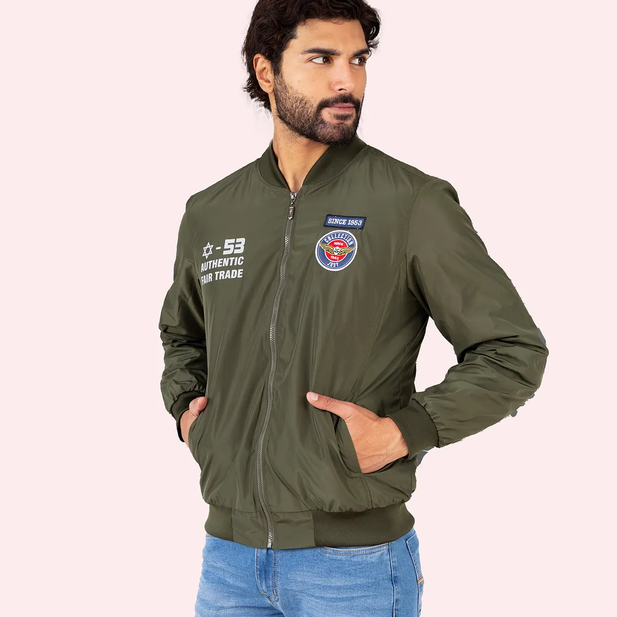 JUSTO - CASACA BOMBER JUSTO HOMBRE  BORDADO SLIM FIT