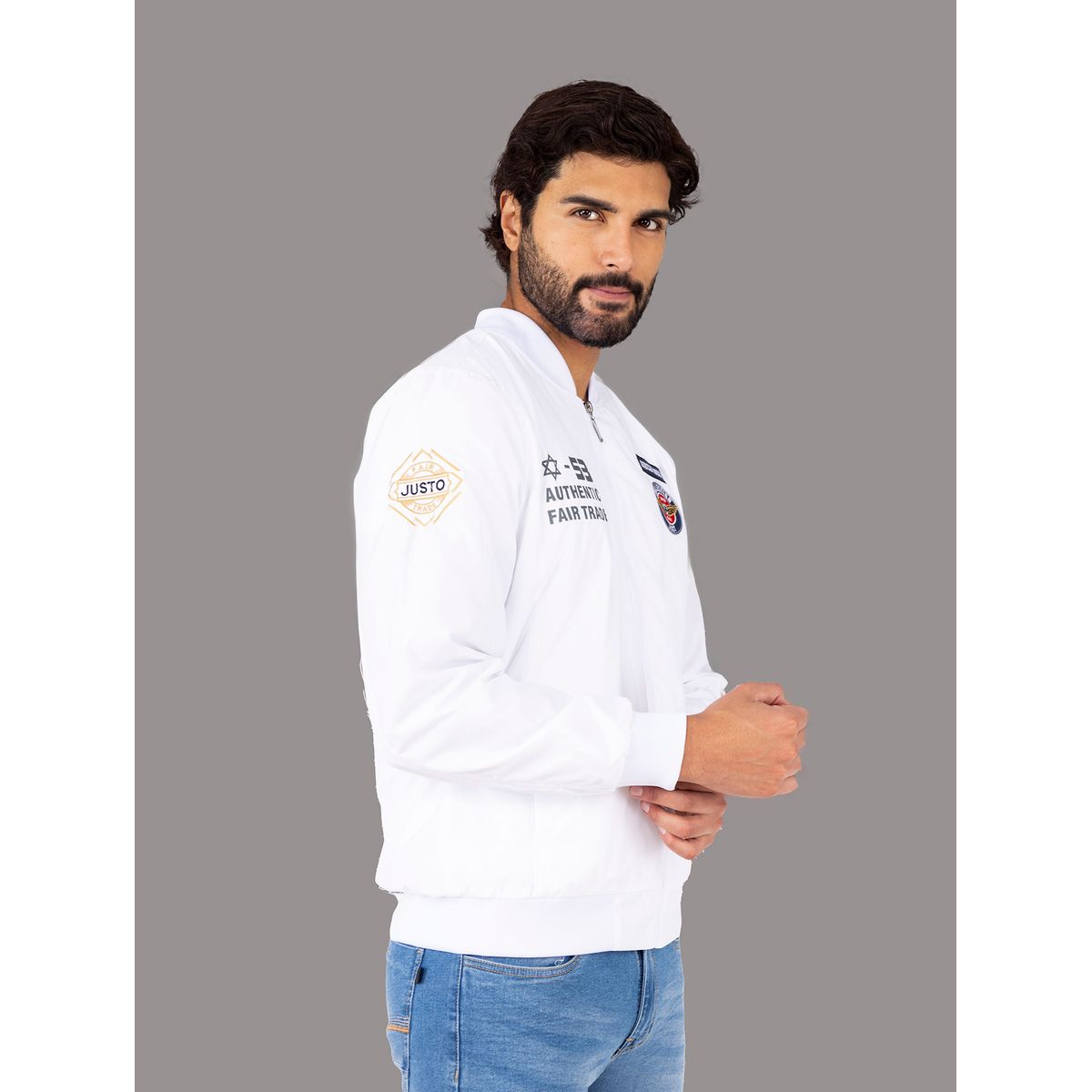 JUSTO - CASACA BOMBER JUSTO HOMBRE  BORDADO SLIM FIT