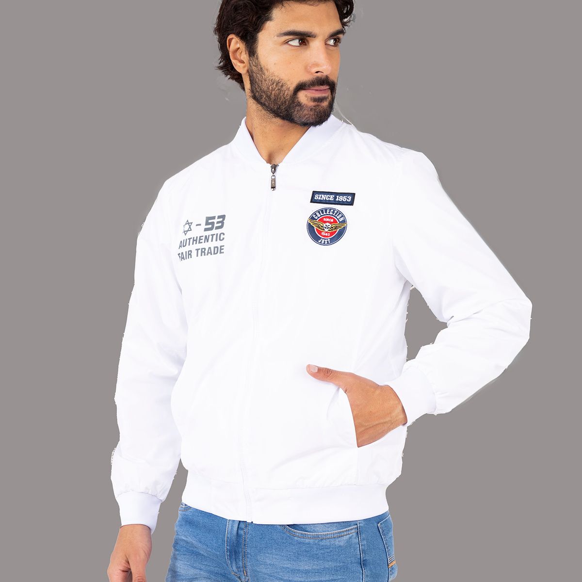 JUSTO - CASACA BOMBER JUSTO HOMBRE  BORDADO SLIM FIT