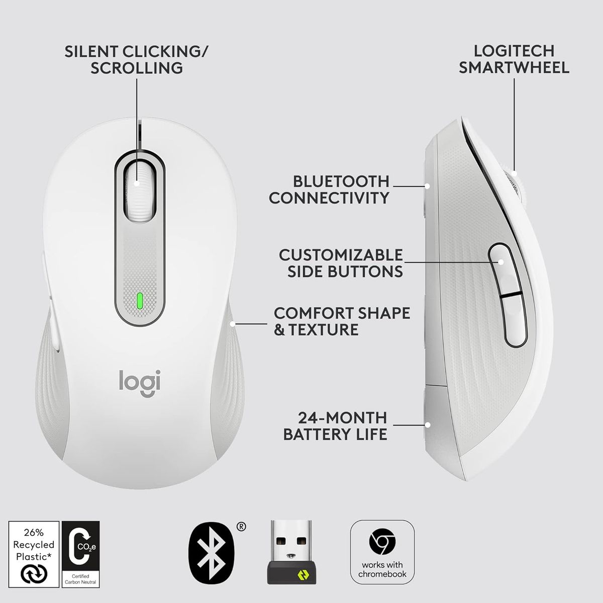 LOGITECH - MOUSE LOGITECH SIGNATURE M650  INALÁMBRICO BLANCO
