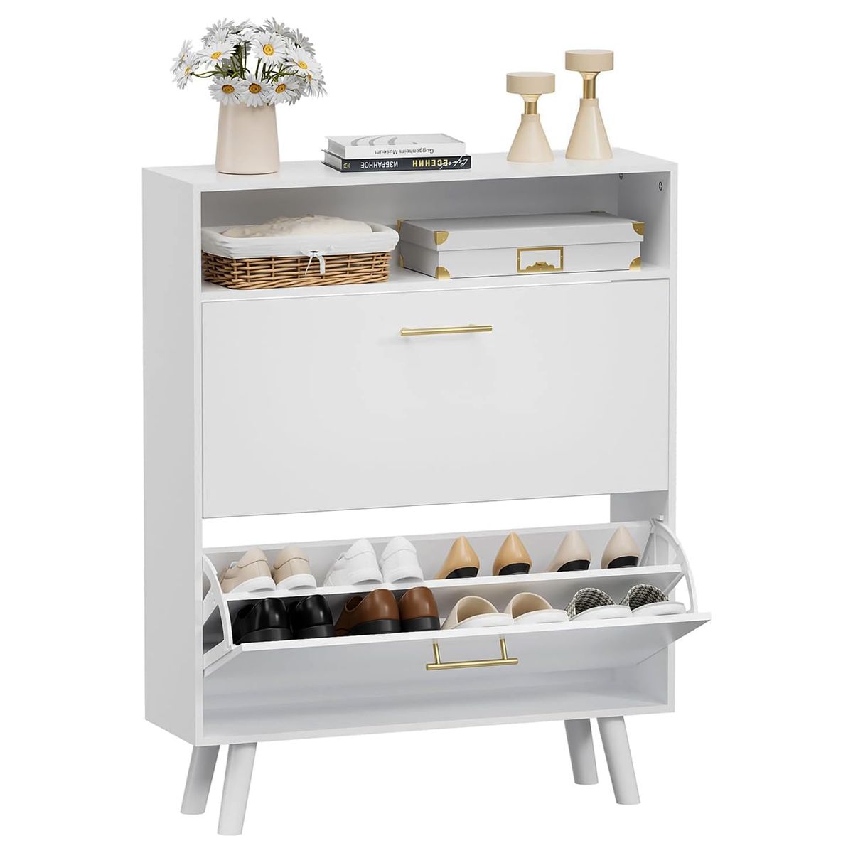 DIBA MUEBLES - Zapatera Moderna Sistema Abanico Luxe Blanco DIBA Muebles