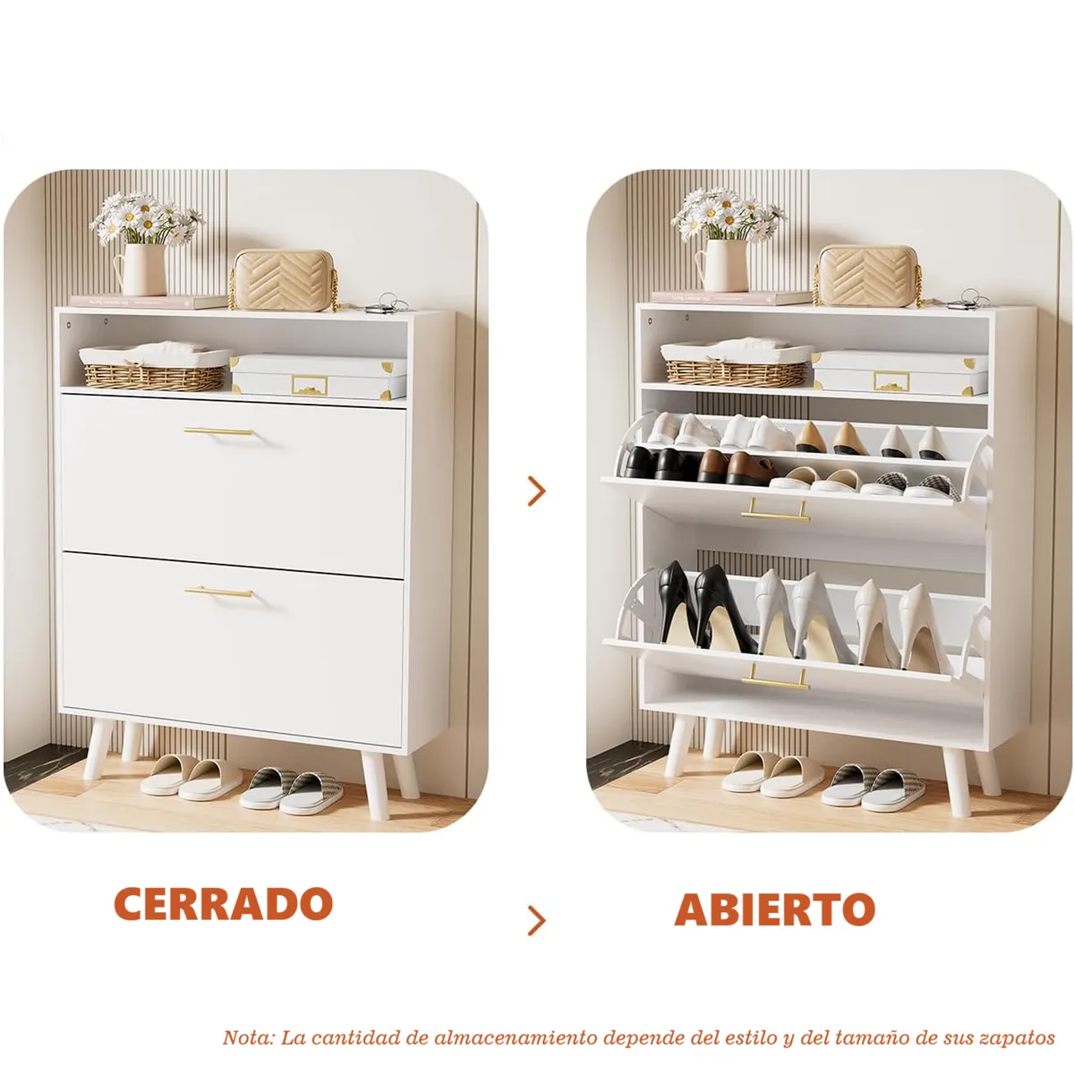 DIBA MUEBLES - Zapatera Moderna Sistema Abanico Luxe Blanco DIBA Muebles
