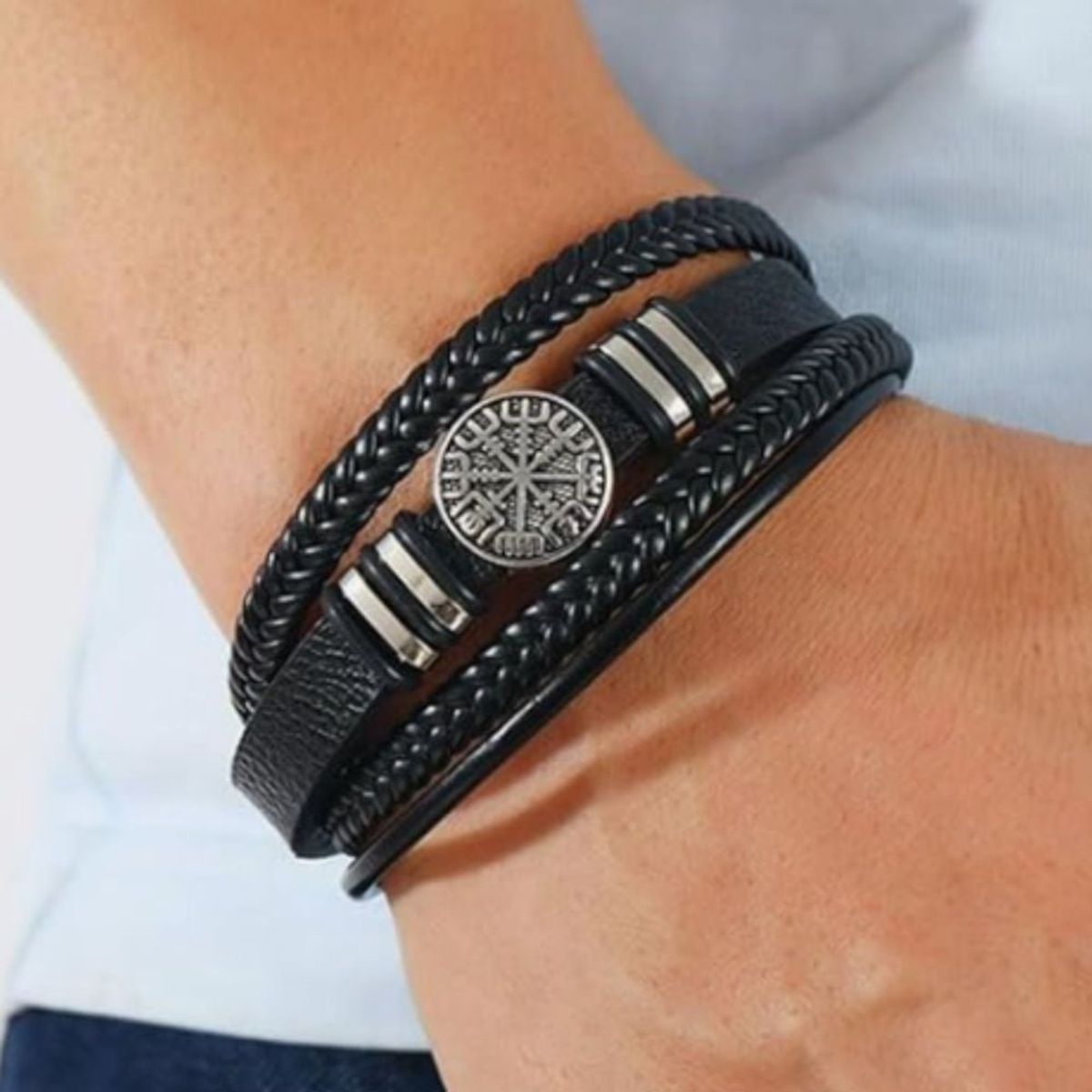 GENERICO - Pulsera de Cuero Trenzado para unisex MANDIOLA