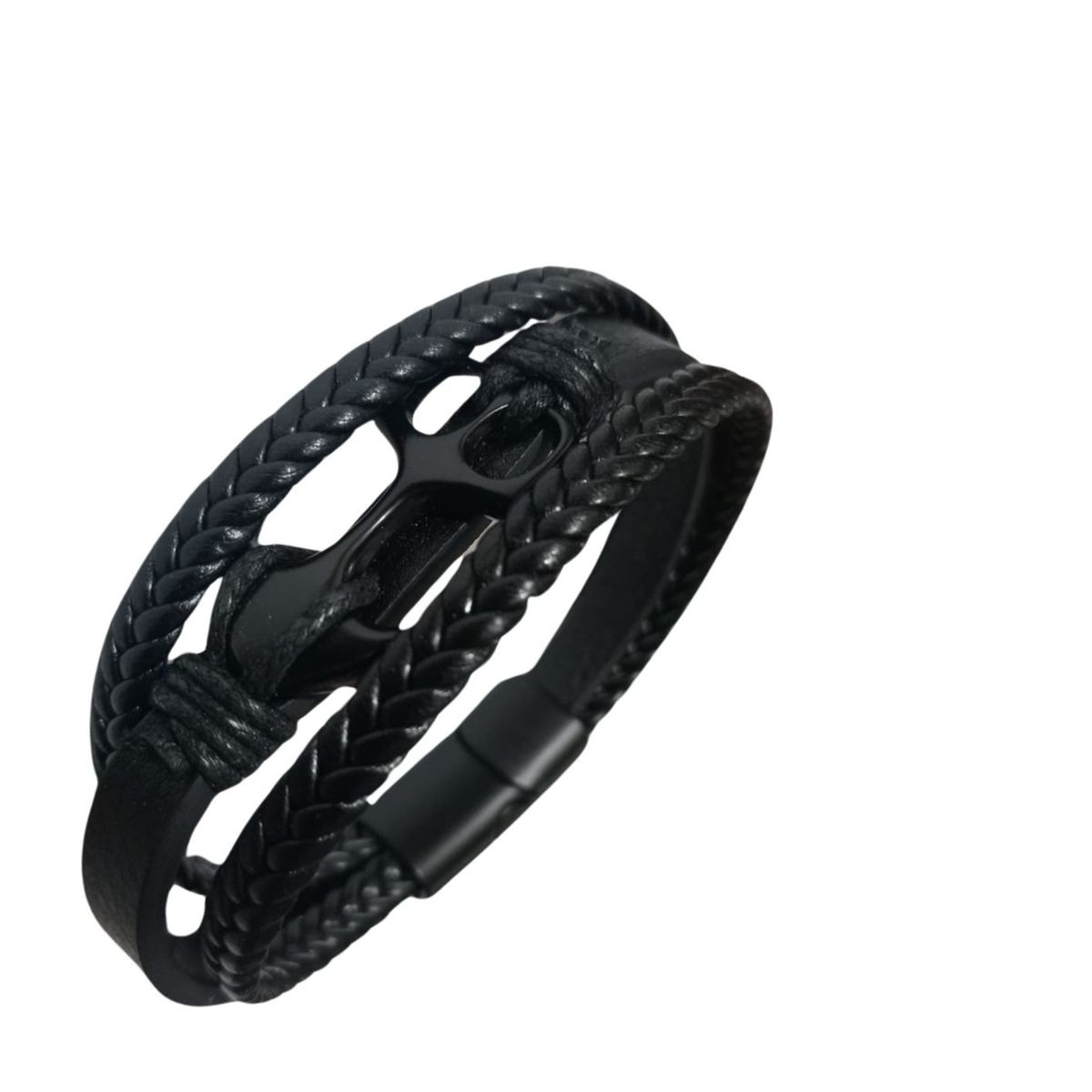 GENERICO - Pulsera trenzada  de cuero -  modelo ANCLA.