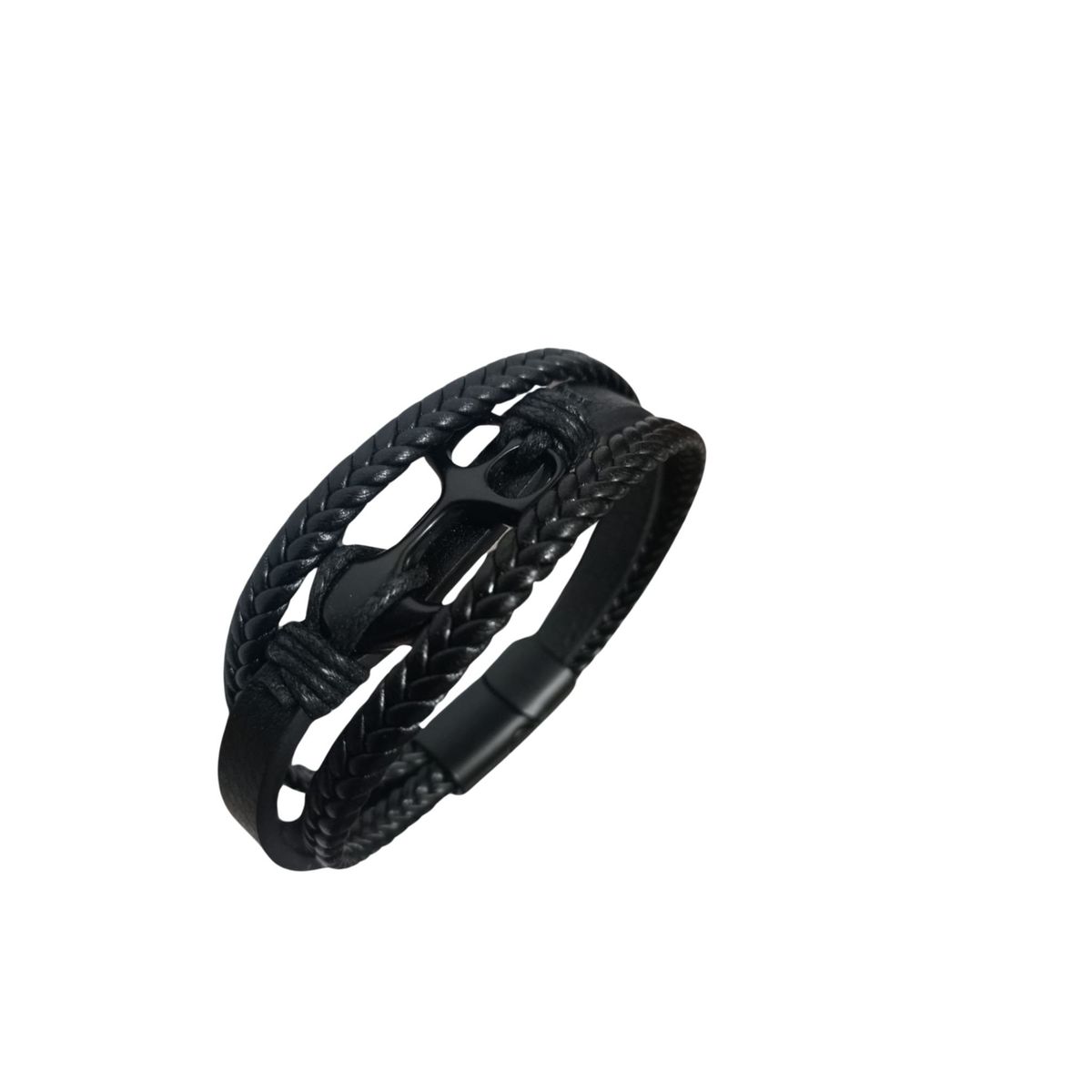 GENERICO - Pulsera trenzada  de cuero -  modelo ANCLA.