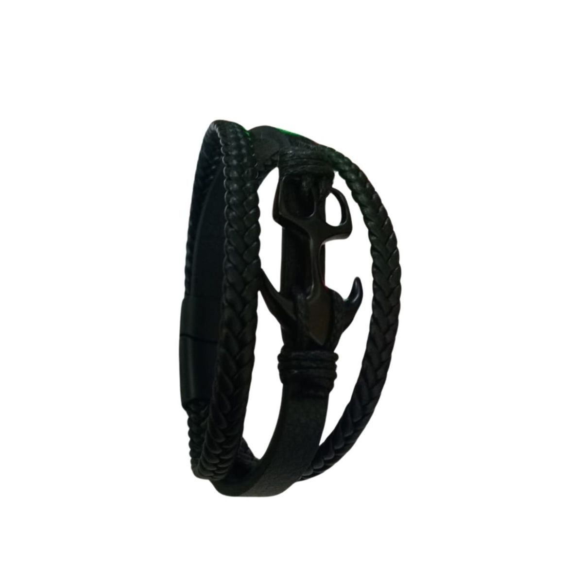 GENERICO - Pulsera trenzada  de cuero -  modelo ANCLA.