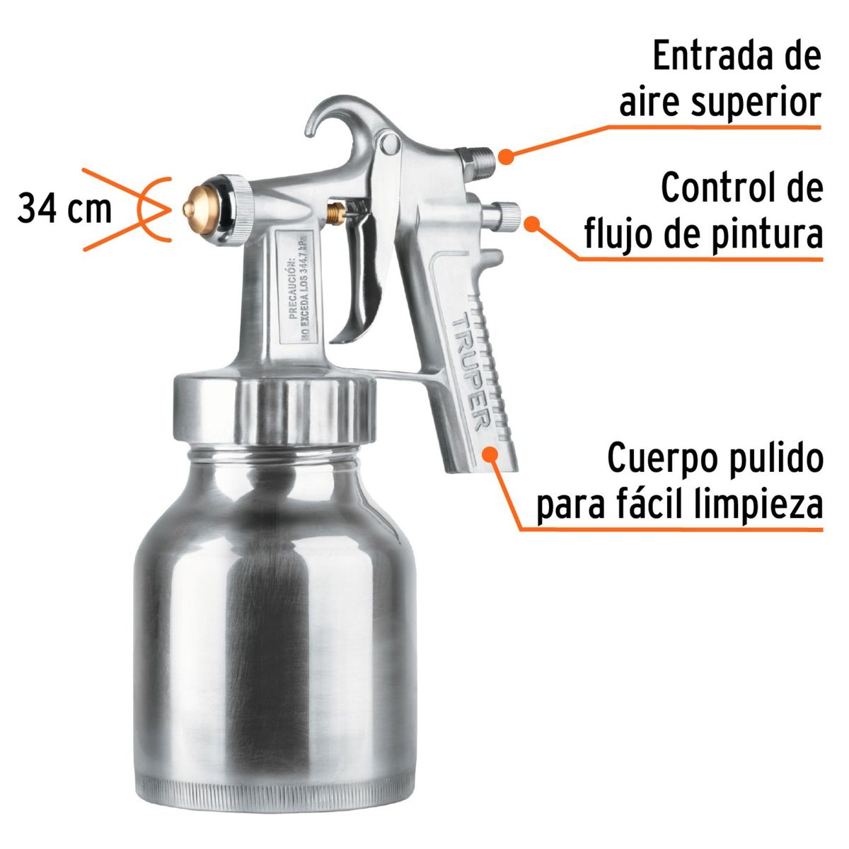 Truper - Pistola para pintar baja presión fino acabado entrada sup Truper