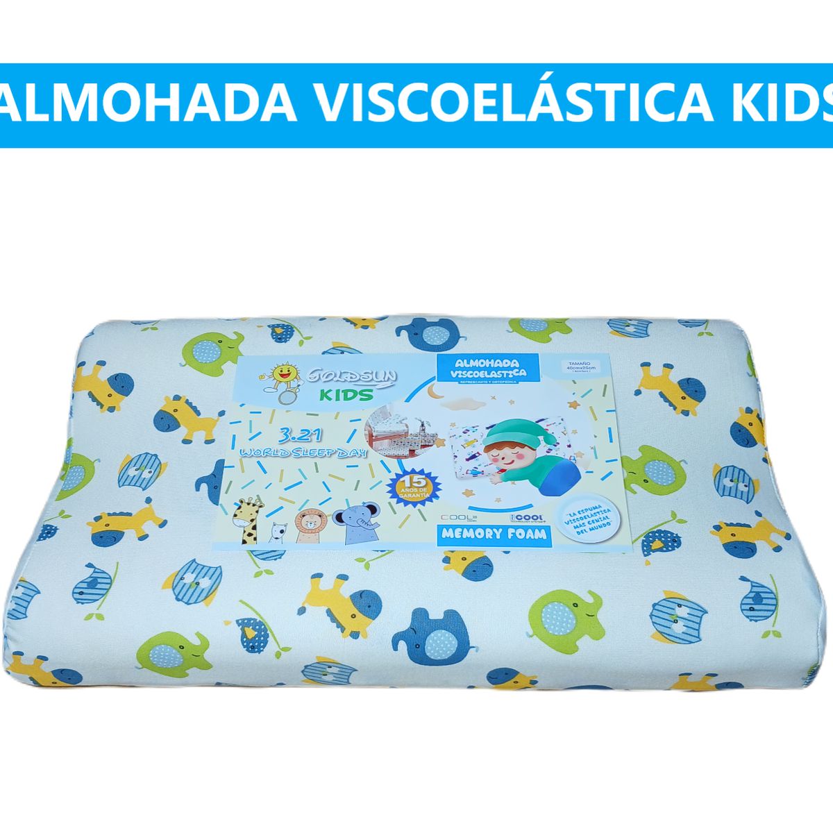 GOLDSUN - ALMOHADA VISCOELÁSTICA  KIDS 40x25cm. memory foam