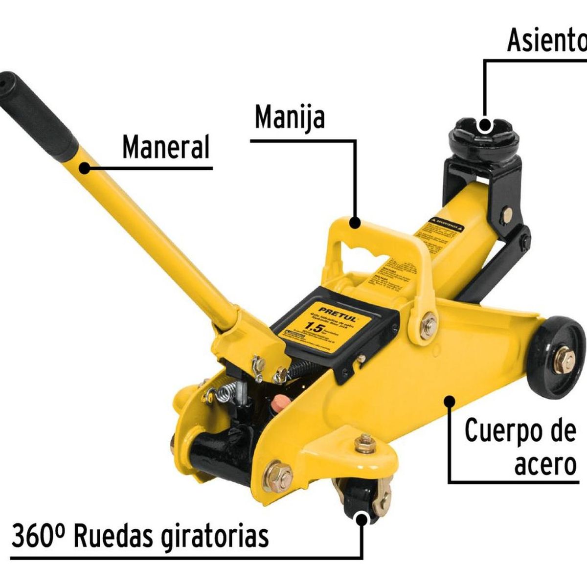 PRETUL - Gata Hidráulica He Patín 1.5T 32 Movimientos GAPA-2P Pretul