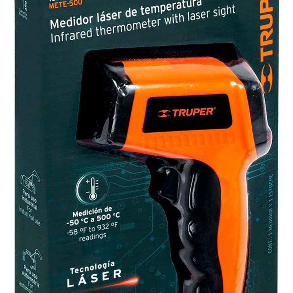 TRUPER - Termometro Laser Infrarrojo TRUPER Con Pantalla Lcd METE-500