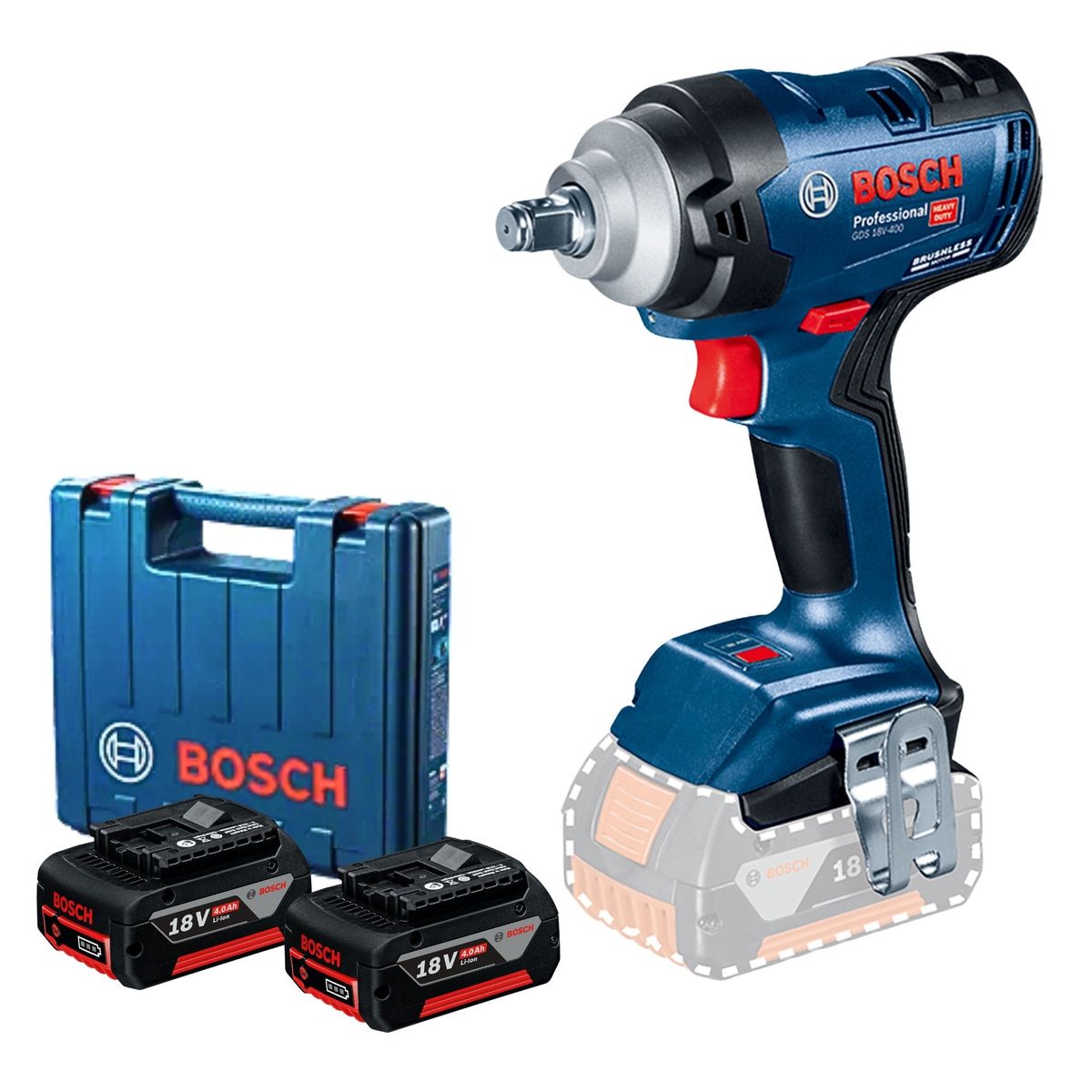 BOSCH - Llave de Impacto Profesional 18V Brushless GDS 18V-400 +2 Baterias 4Ah