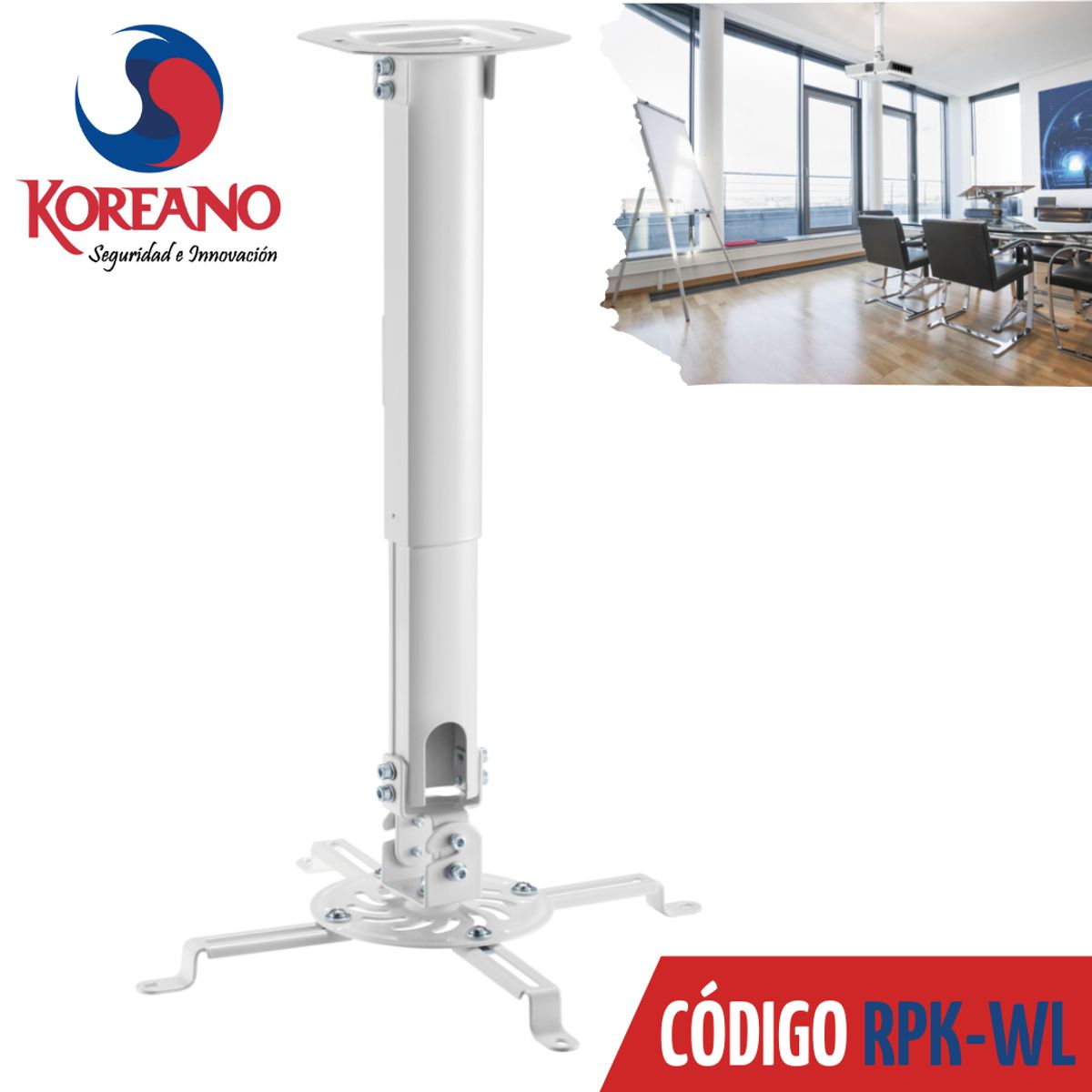 KOREANO SEGURIDAD E INNOVACION - Soporte Rack Proyector Multimedia para Techo color Blanco-RPK-WL
