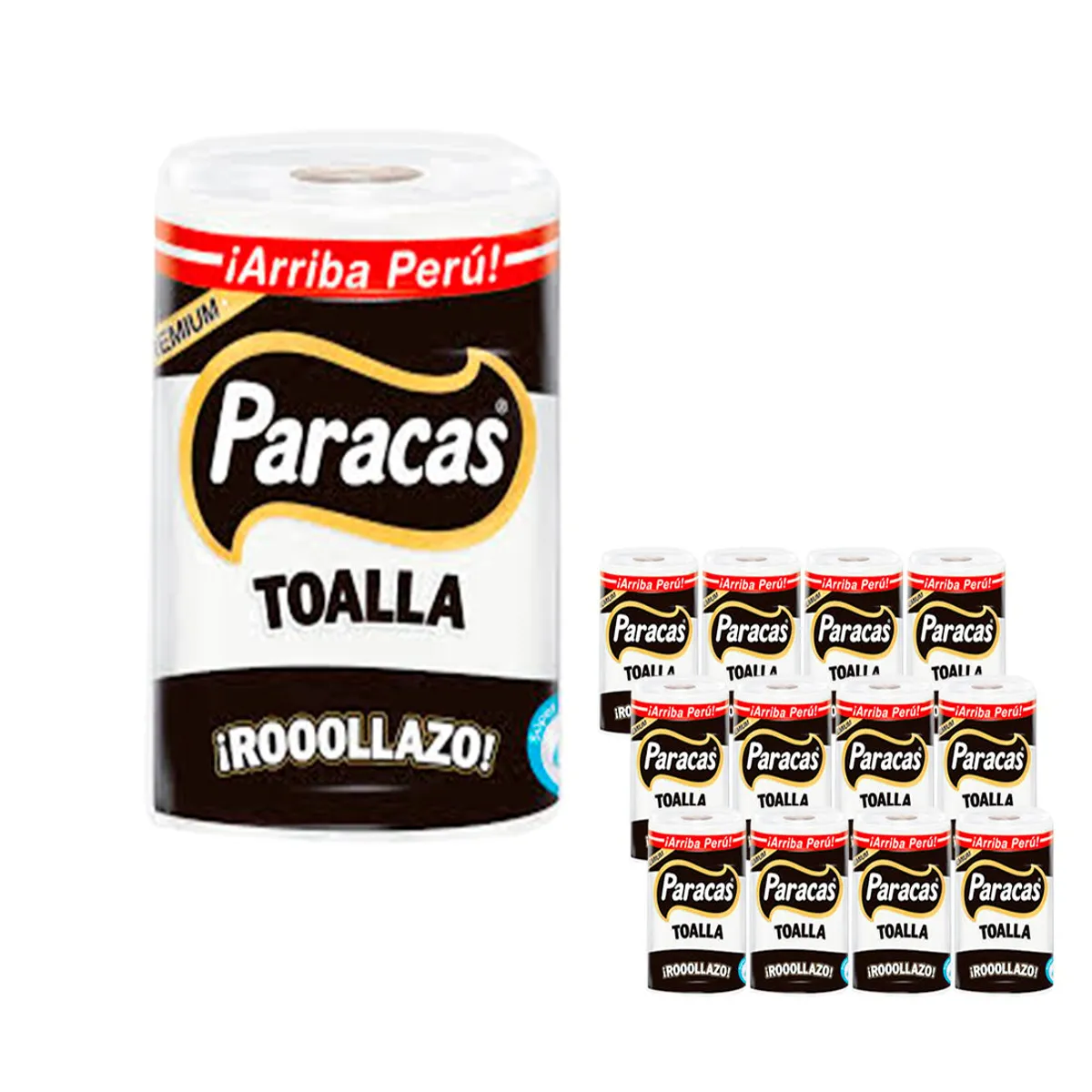 PARACAS - Papel Toalla PARACAS NEGRO ROLLAZO Pqt x 12 Rollos