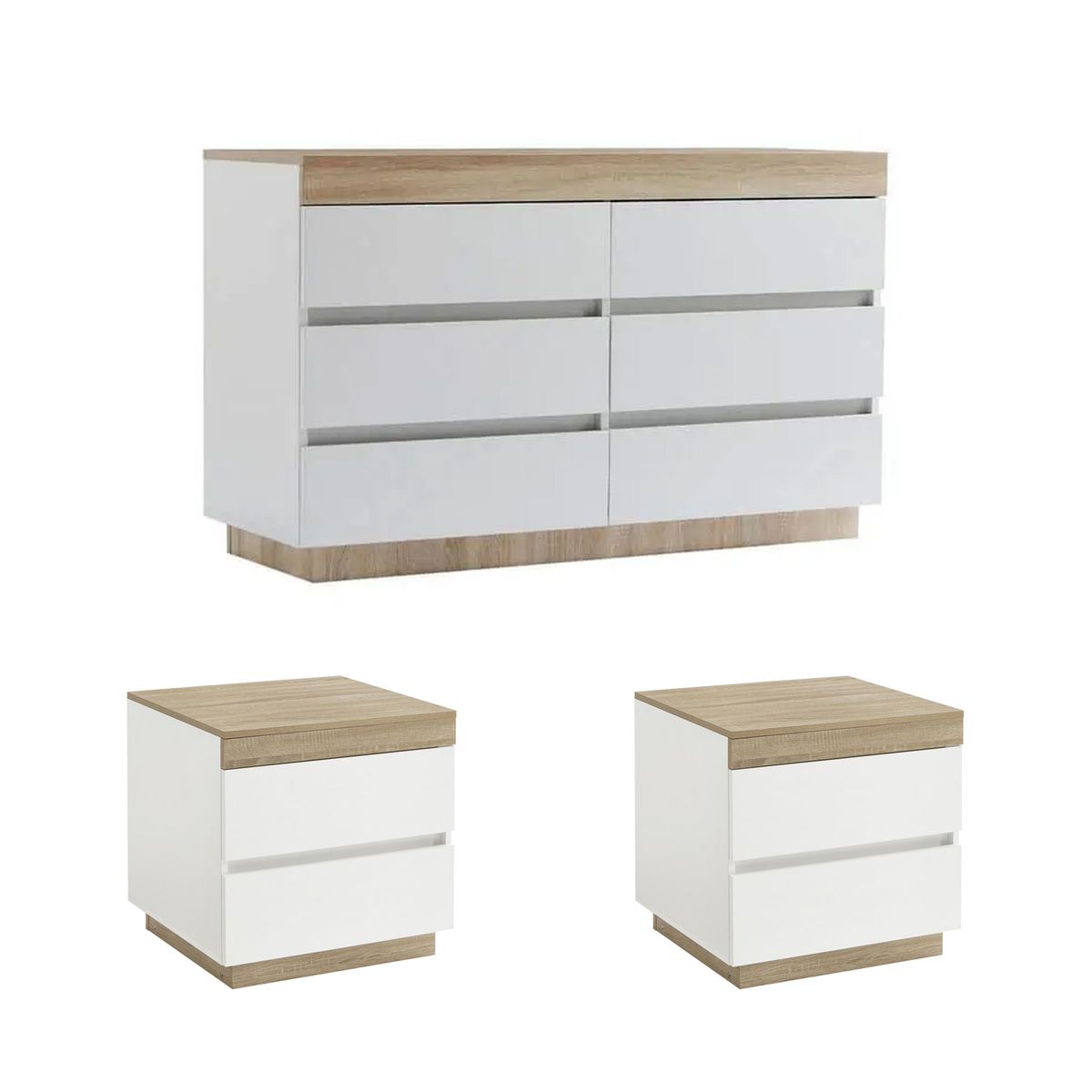 VENTITAS HOME - Combo Cómoda 6 Cajones + 2 Veladores Catriona Ventitas Home