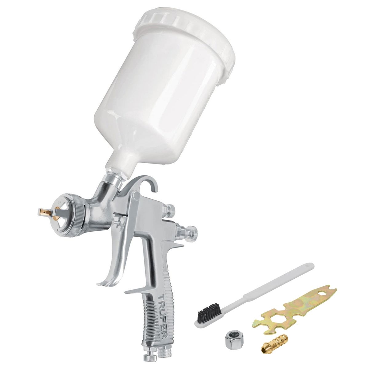 TRUPER - Pistola para pintar gravedad vaso plástico acabado profesional 14mm