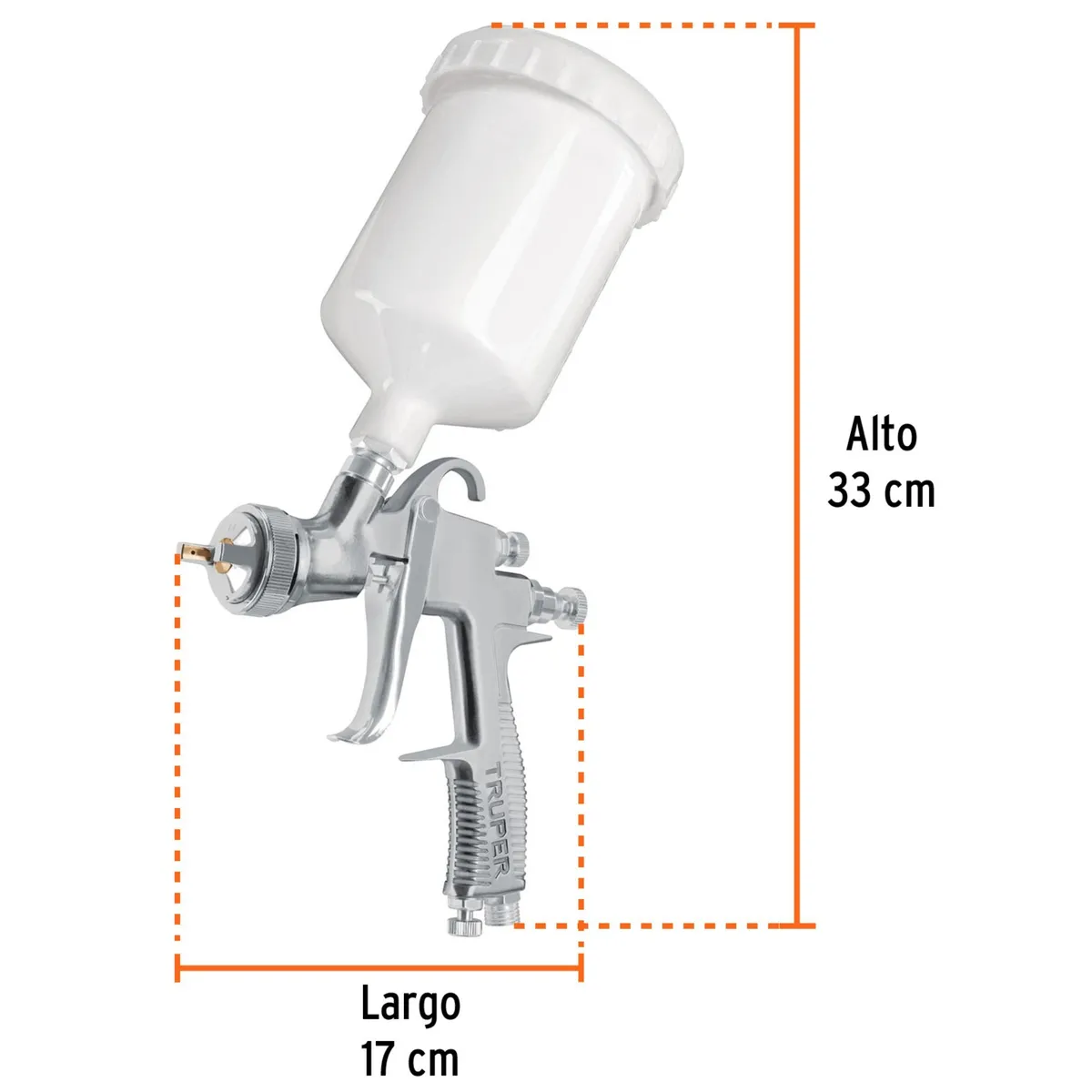TRUPER - Pistola para pintar gravedad vaso plástico acabado profesional 14mm