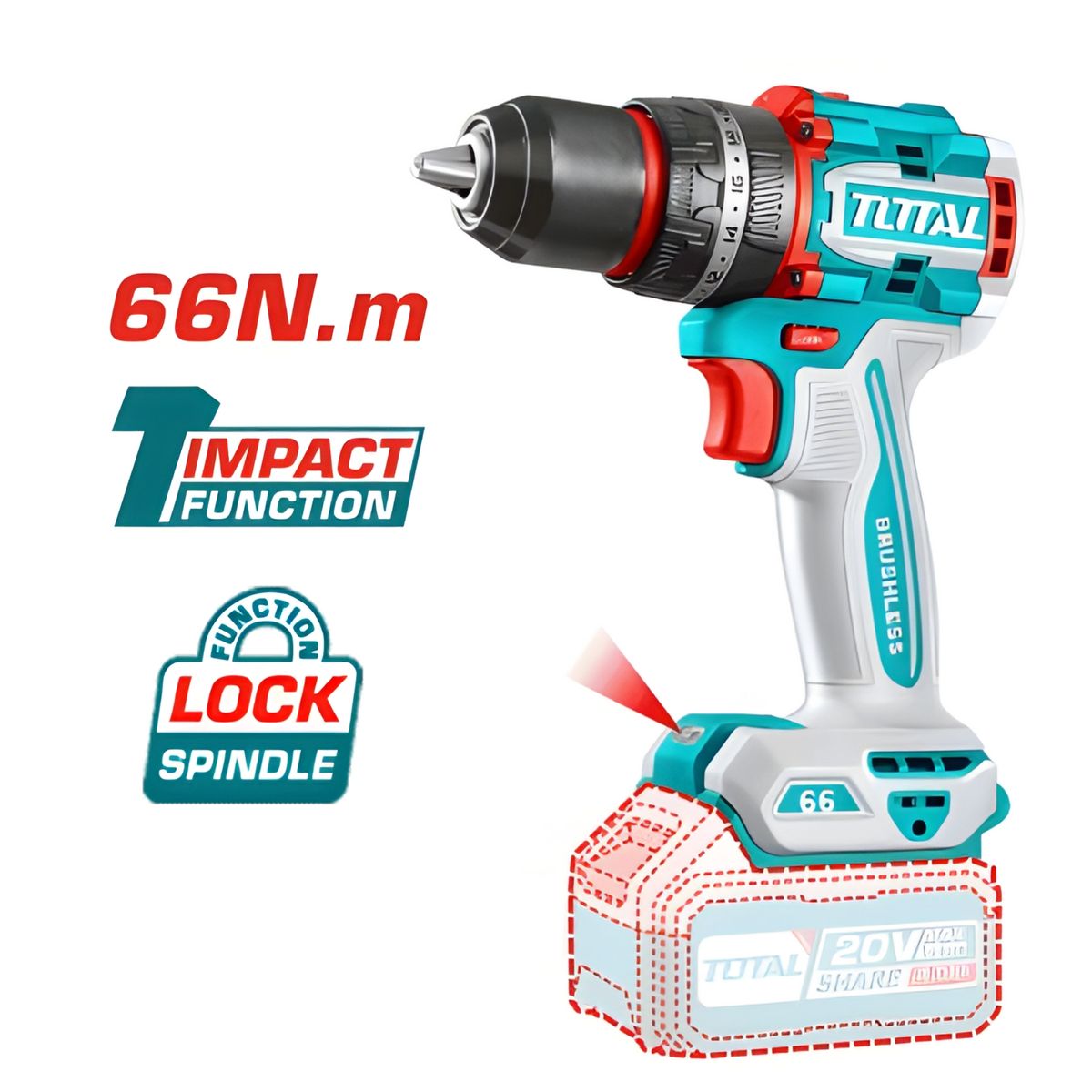 TOTAL TOOLS - Combo taladro percutor 66Nm + amoladora 4½ industrial Total