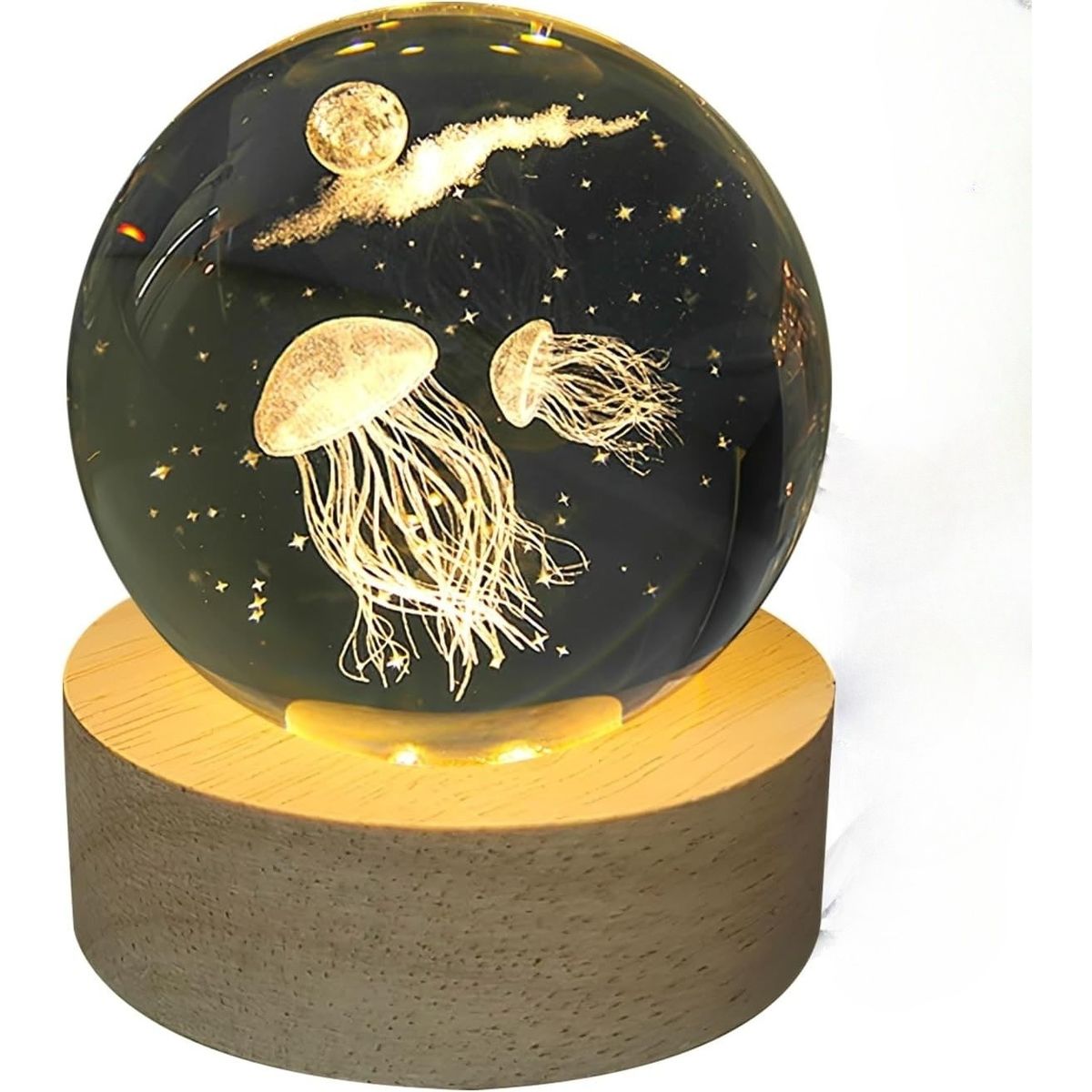 GENERICO - ESFERA DE CRISTAL GRANDE LÁMPARA LUZ LED ADORNO MEDUSA DECORATIVO 3D