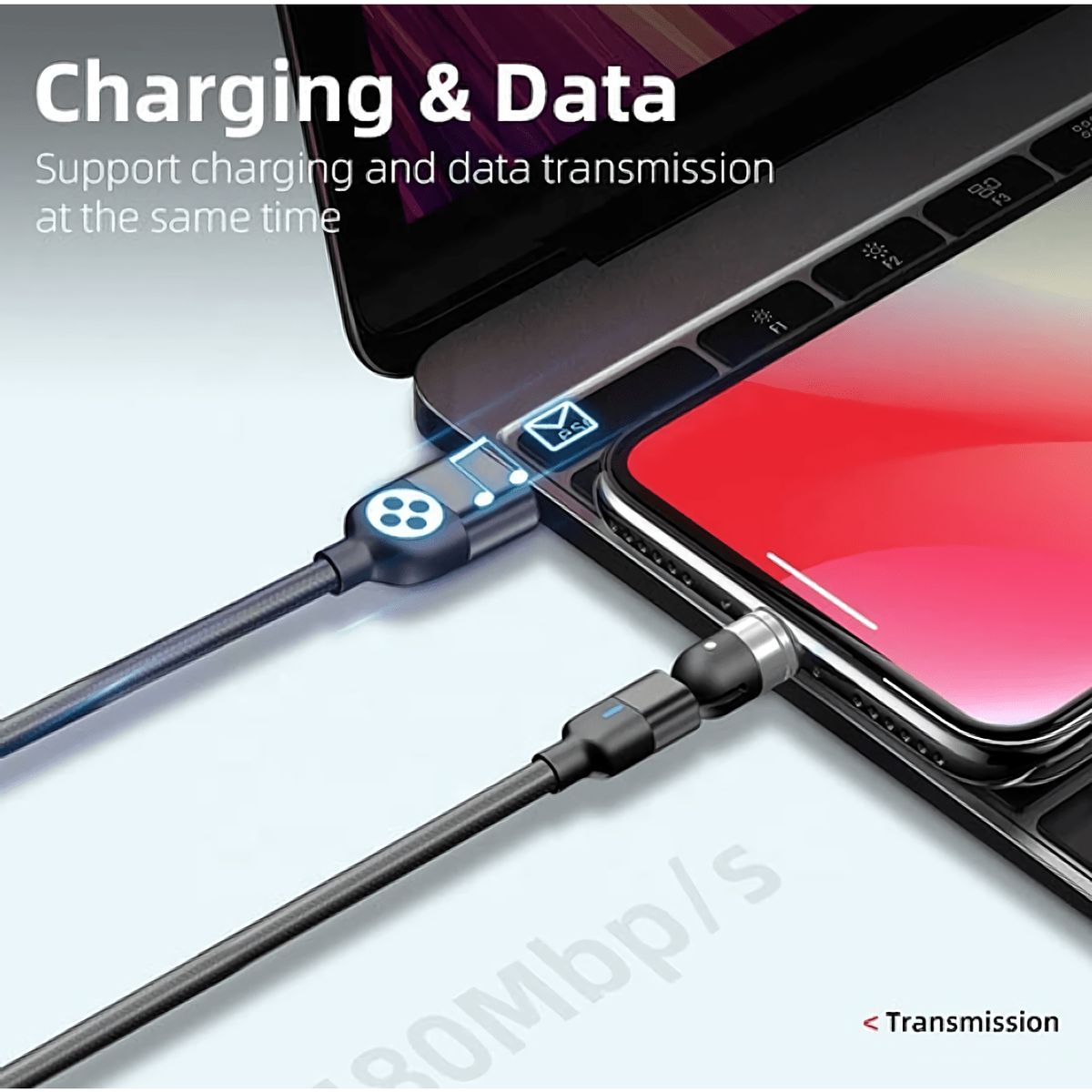 GENERICO - Cable Magnetico 2A Greenport Morado 2 metros