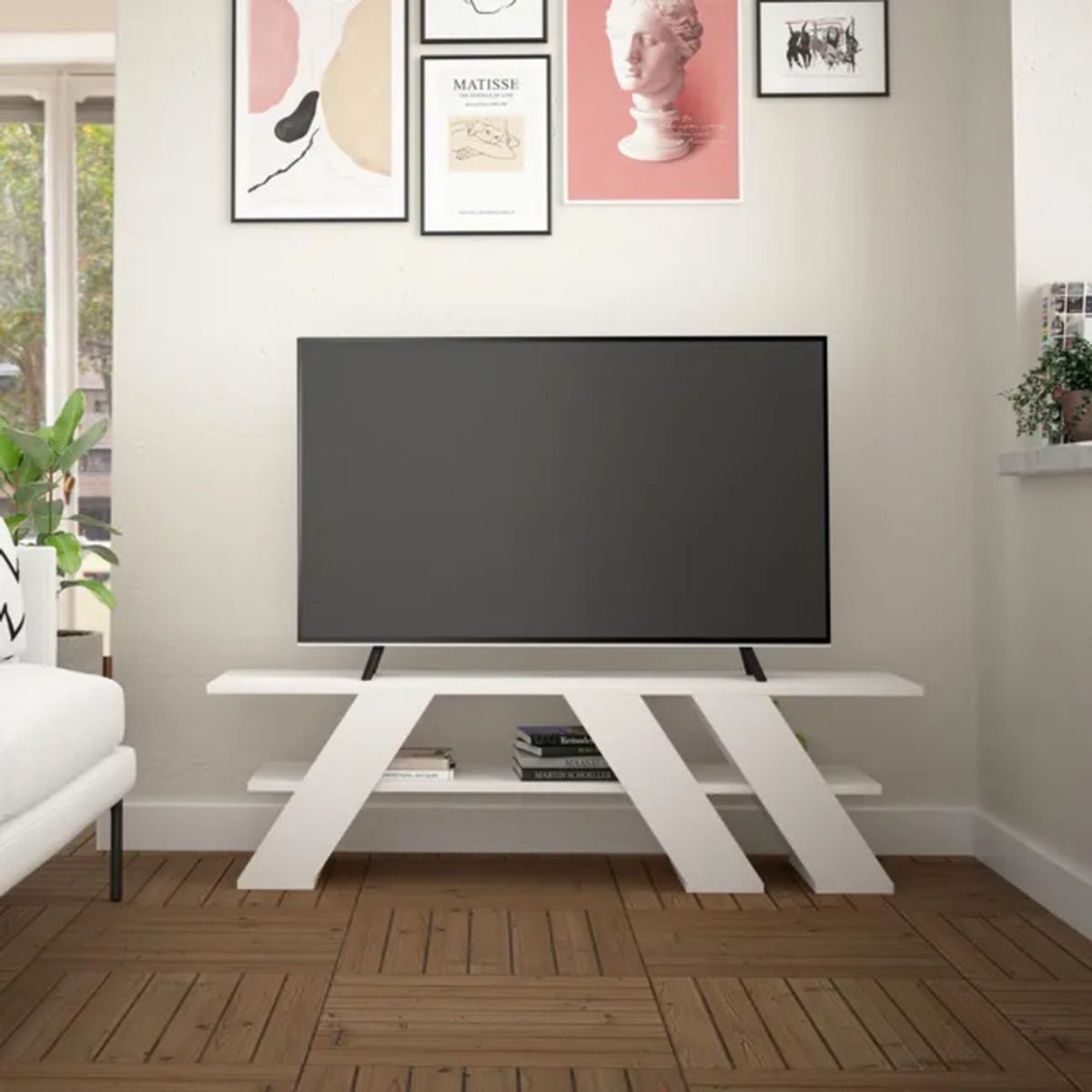 TU MESITA - Mesa de TV Contemporánea Lexus color Blanco TU MESITA