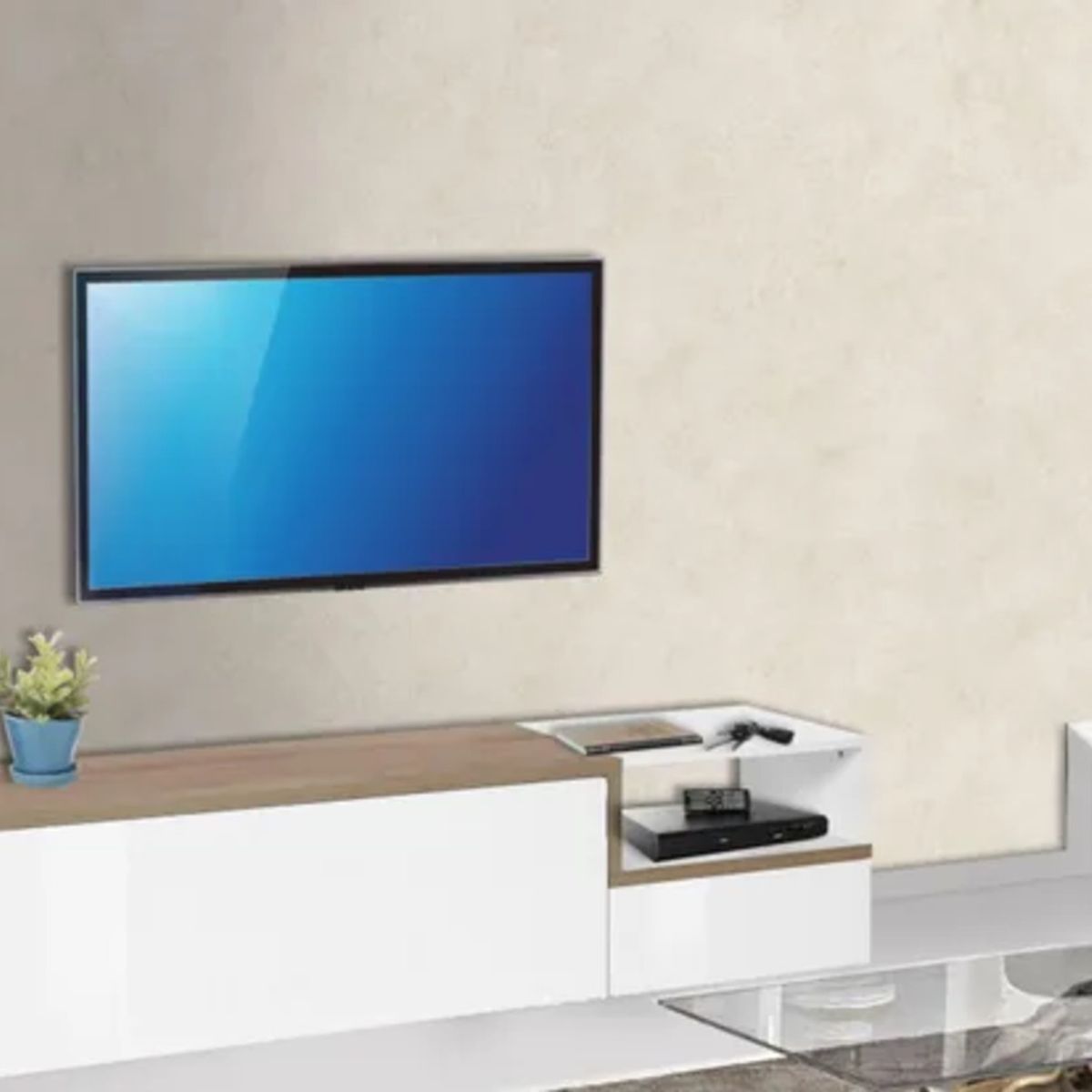 TU MESITA - Mesa de TV Moderna Milena color Blanco 2 puertas TU MESITA