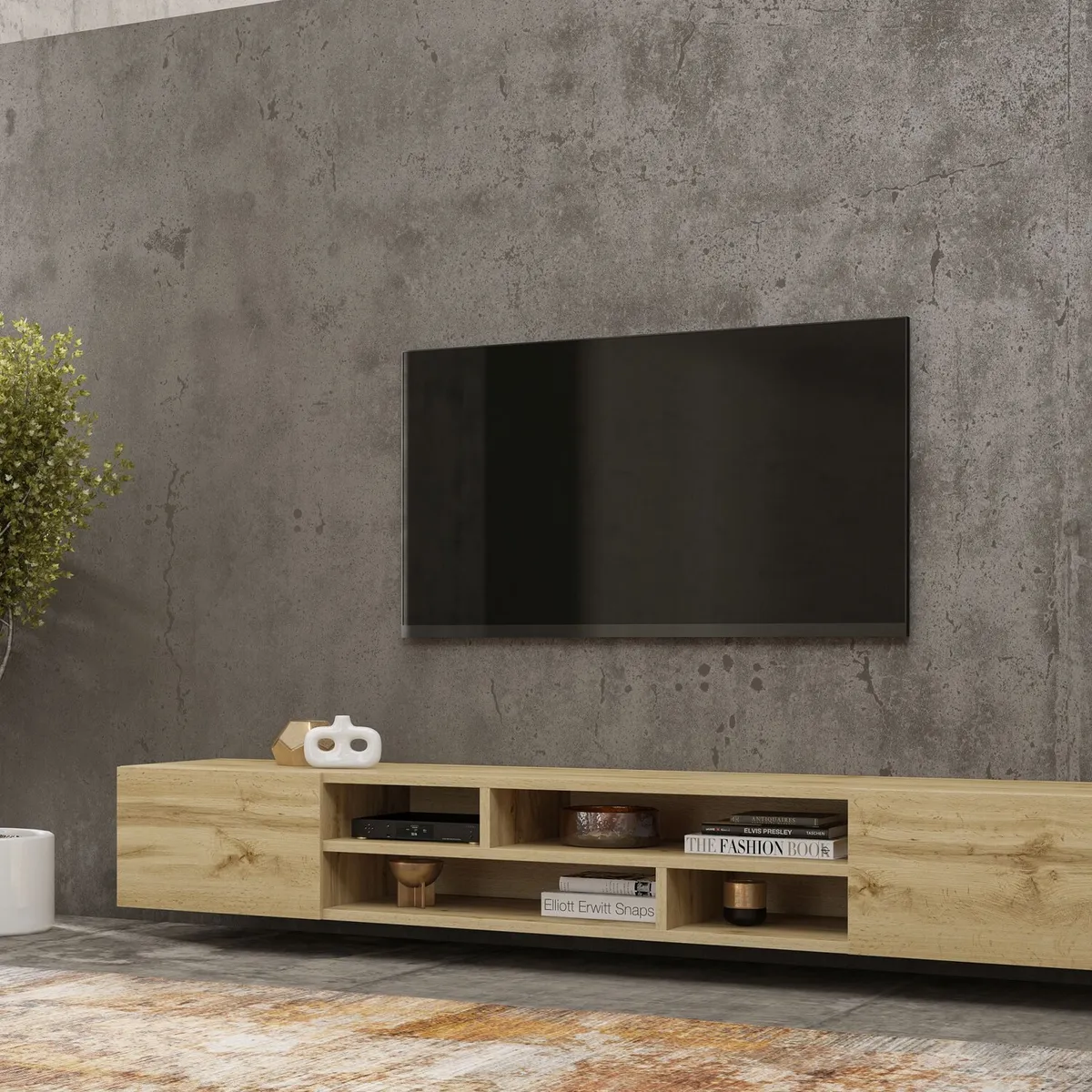 TU MESITA - Mesa de TV Flotante Genius color Duna 2 puertas TU MESITA