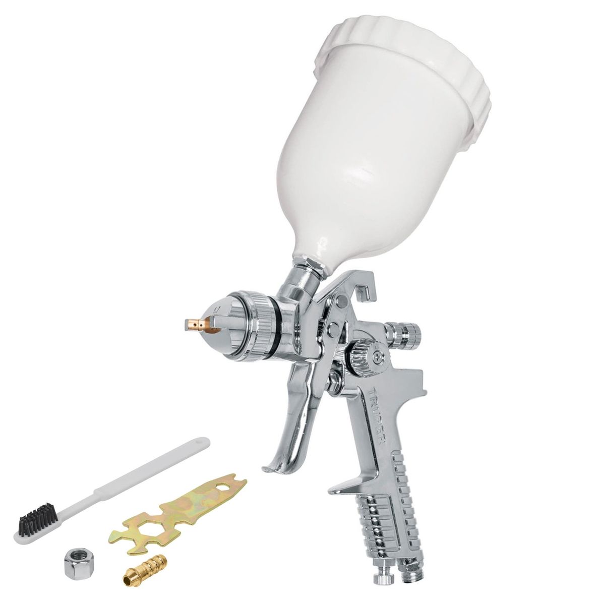 TRUPER - Pistola profesional para pintarpintar gravedad vaso ABS FINO ACABADO