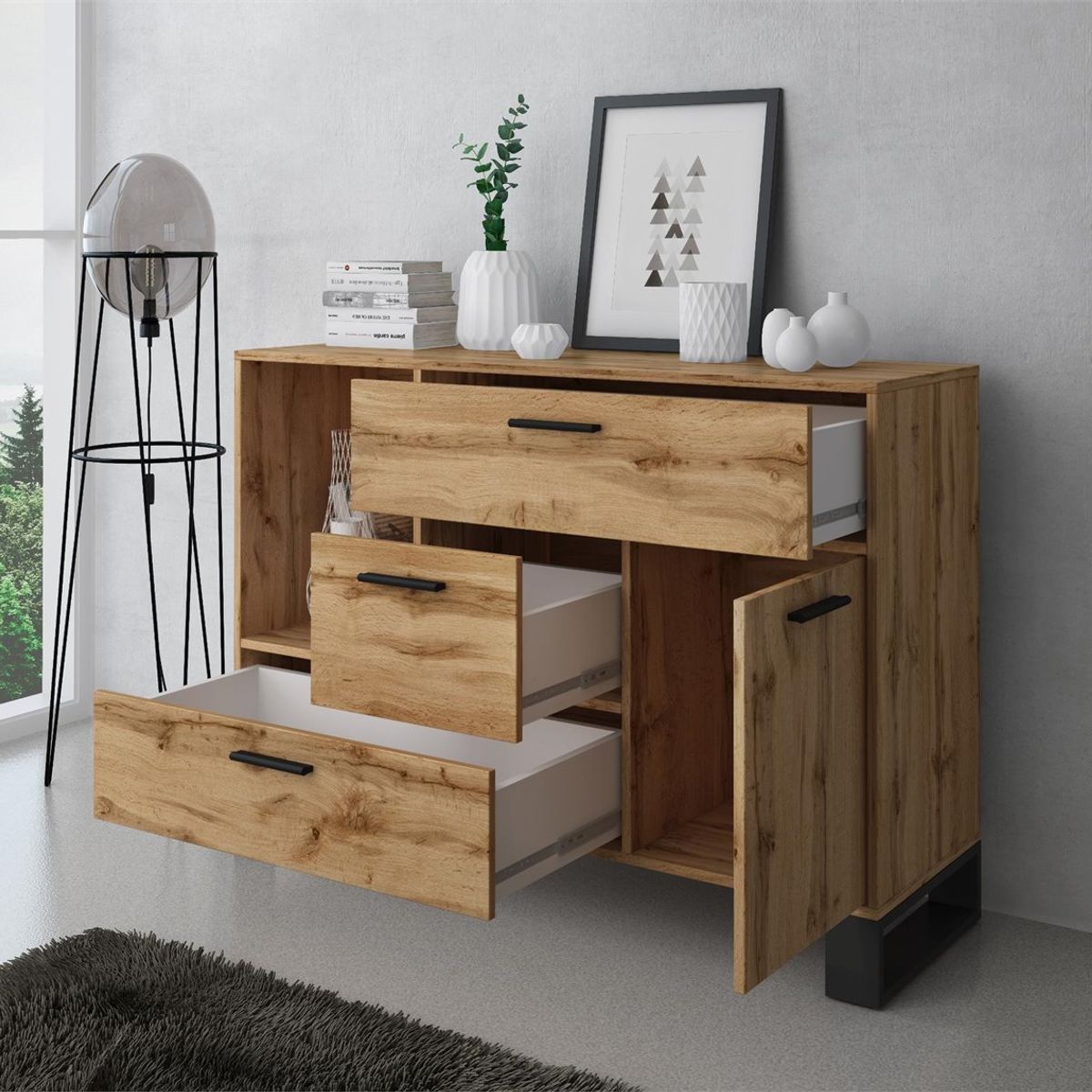 TU MESITA - COMBO de Aparador + Mesa de Centro + Mueble de TV Moderno Amely TU MESITA