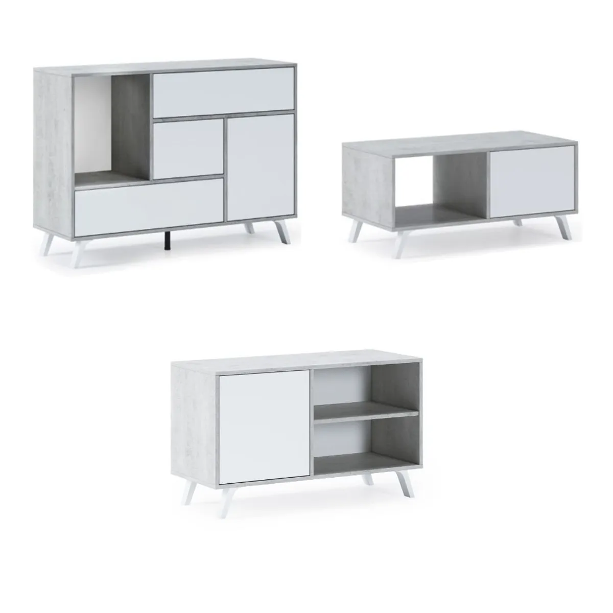 TU MESITA - COMBO de Aparador + Mesa de Centro + Mueble de TV Moderno Marcia TU MESITA