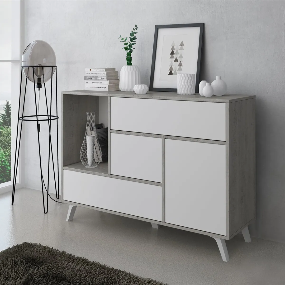 TU MESITA - COMBO de Aparador + Mesa de Centro + Mueble de TV Moderno Marcia TU MESITA