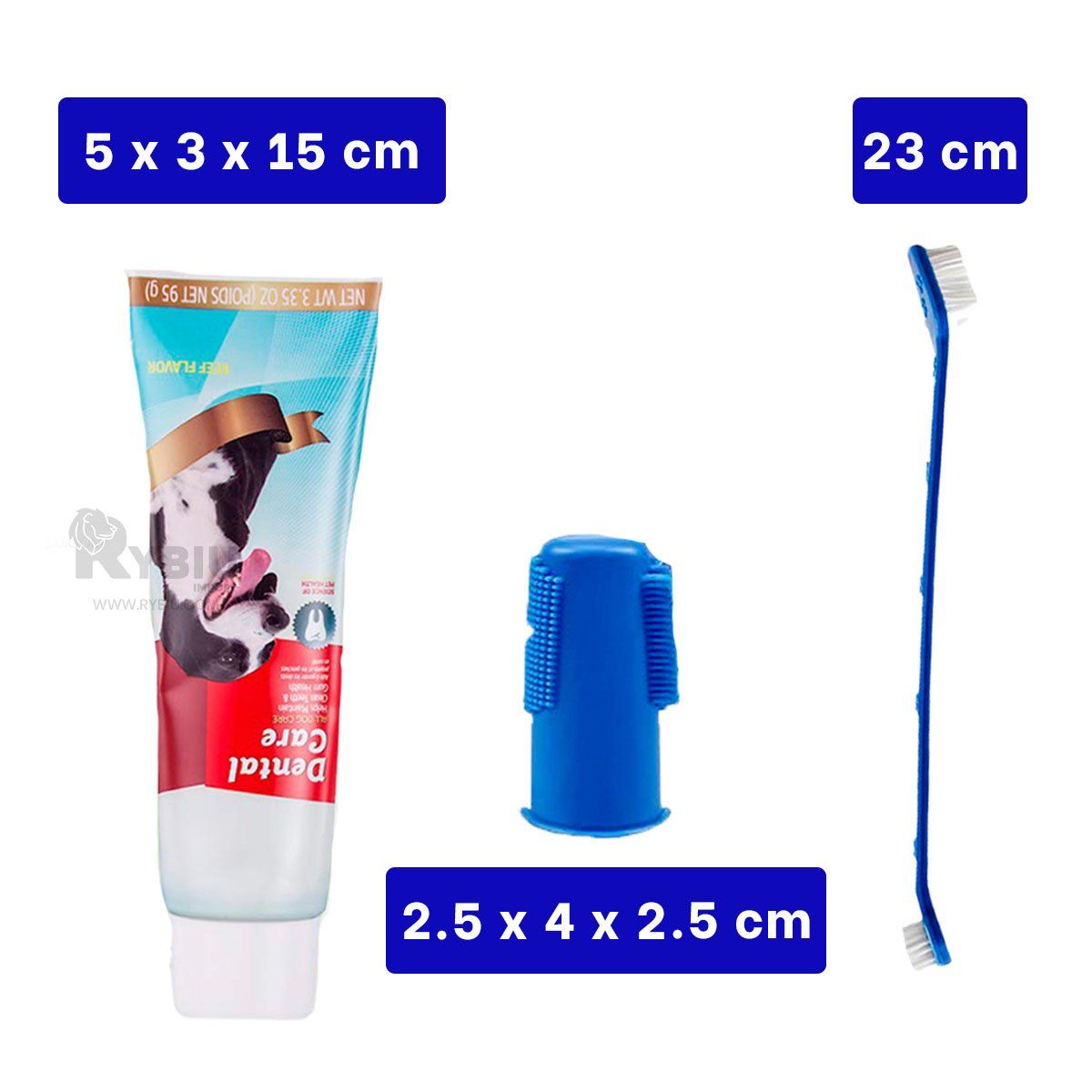 RYBIU IMPORT - Set de 3 Piezas Higiene Mascotas Azul Y+Banderitas Adhesivas