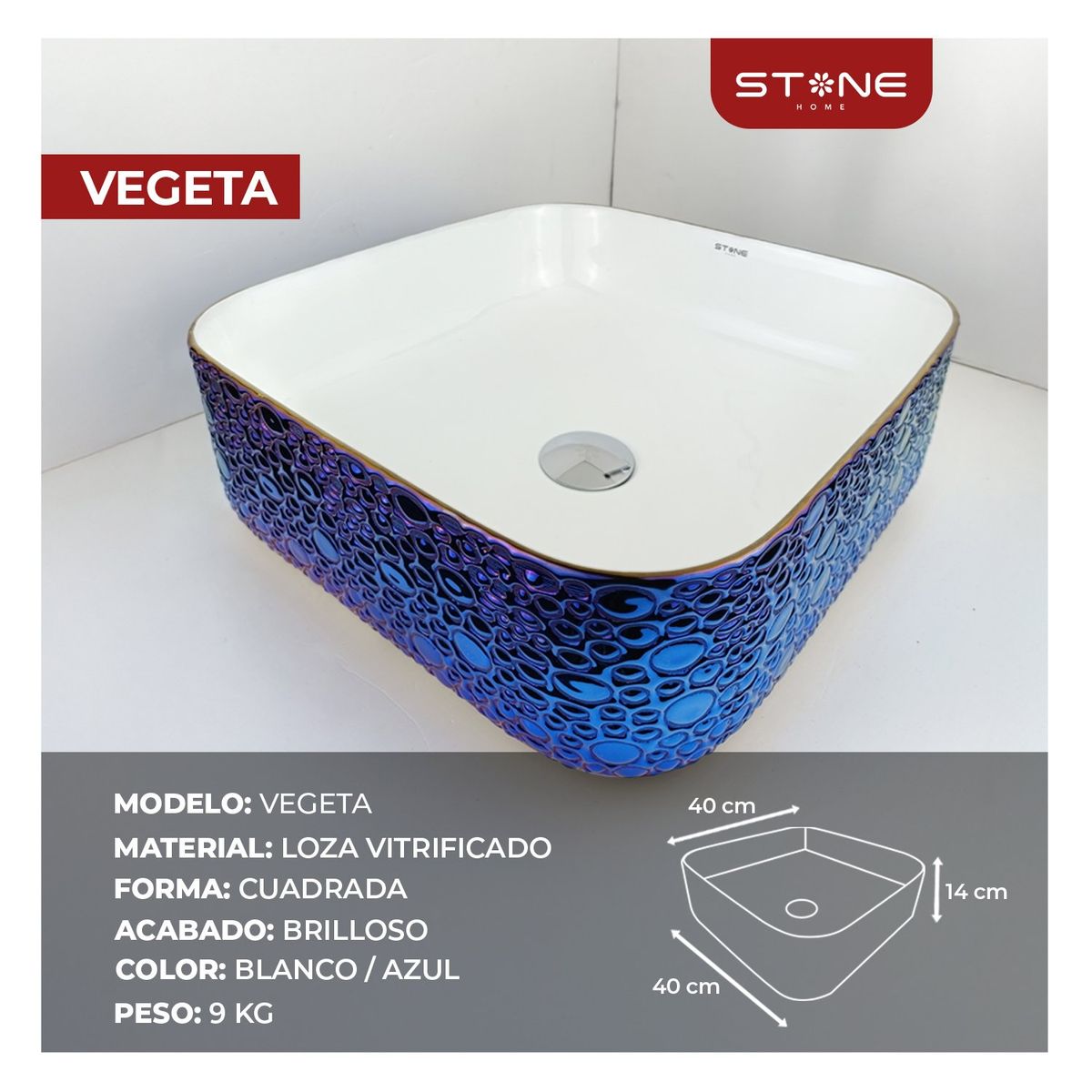 STONE - BOWL RECTANGULAR VEGETTA STONE