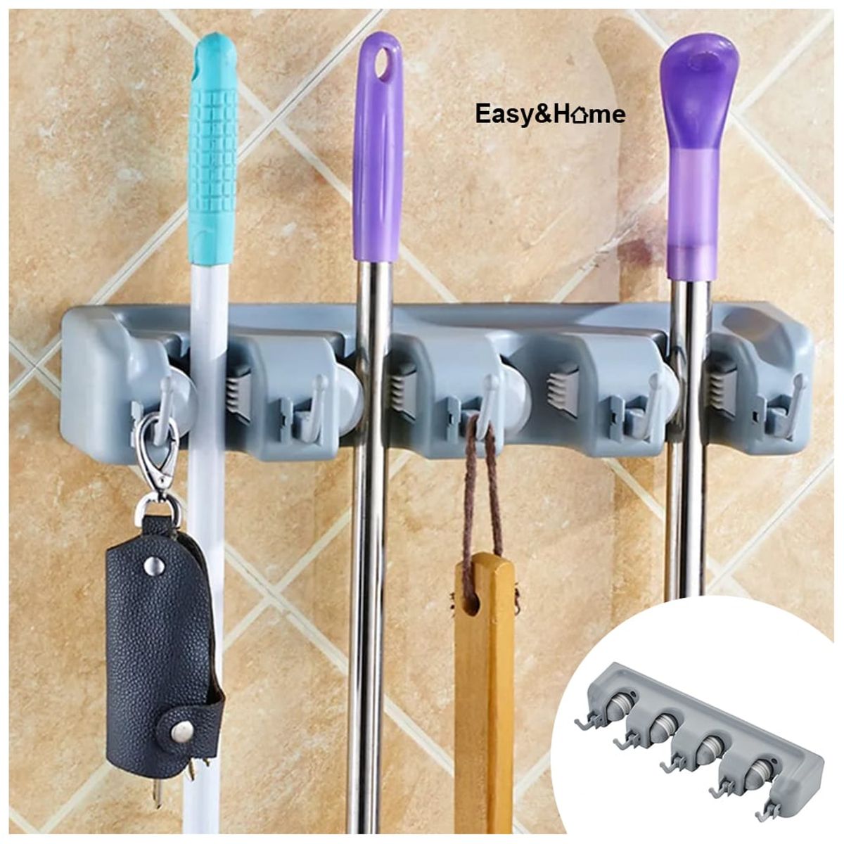 EASY&HOME - Organizador Multifuncional Escobas Trapeadores HYC280044
