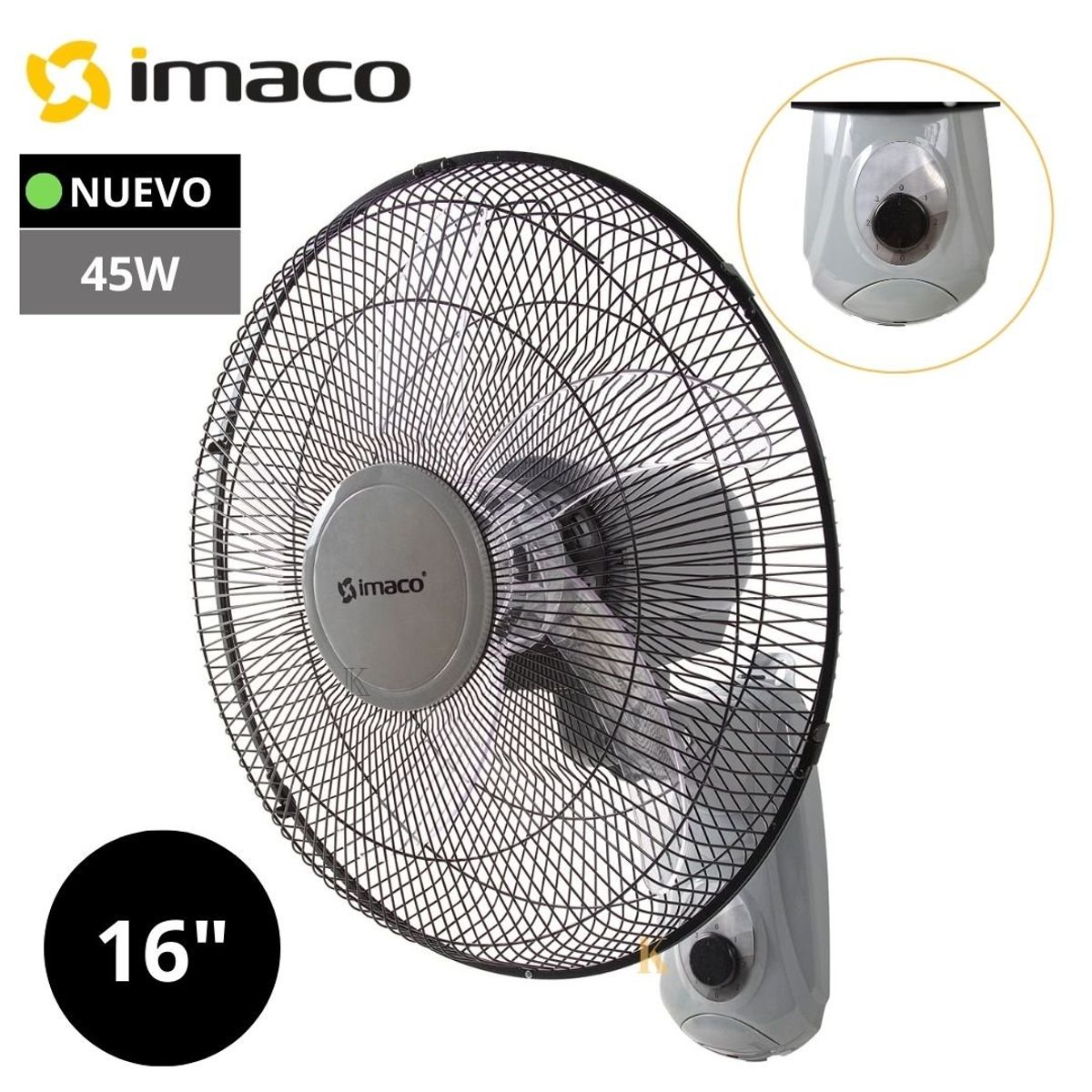 IMACO - Ventilador de Pared Imaco de 16 Pulgadas con 5 Aspas Acrílicas