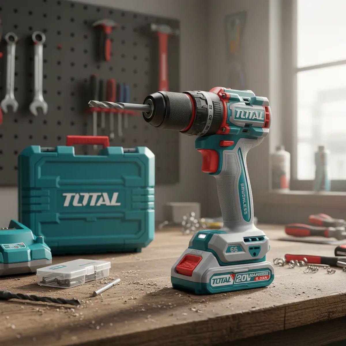 TOTAL - Taladro percutor 66nm + 2 baterias 2ah industrial Total