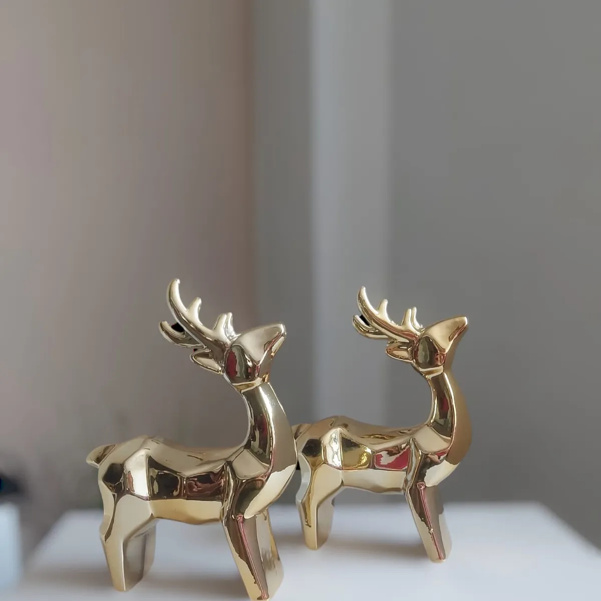 GENERICO - Adornos Pareja De Renos Navideños Dorados