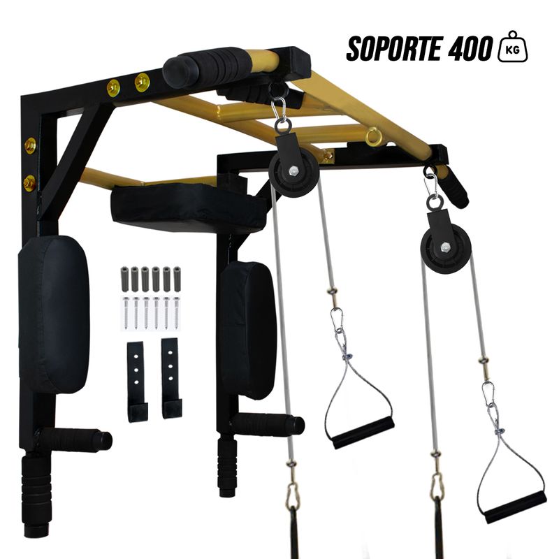 HOLGU - Barra 30 en 1 Multifuncional + 2 Sistema Polea Peso Gimnasio