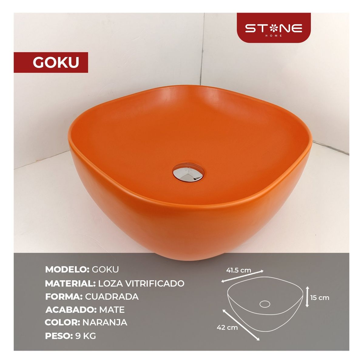 STONE - BOWL CUADRADO GOKU NARANJA STONE