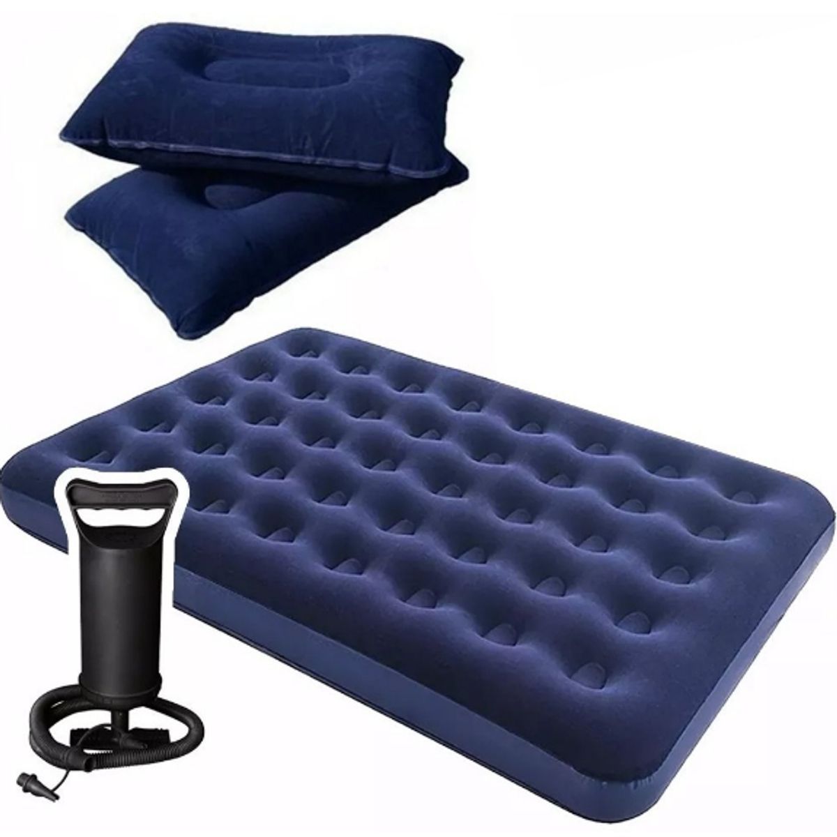 GENERICO - Colchón Inflable + Inflador + 2 Almohadas Camping