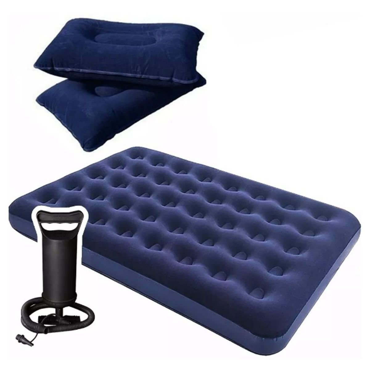 GENERICO - Colchón Inflable + Inflador + 2 Almohadas Camping