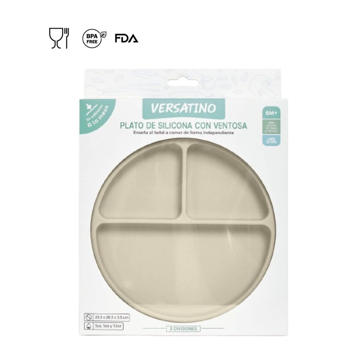 GENERICO - PLATO DE 3 DIVISIONES BEIGE- VERSATINO