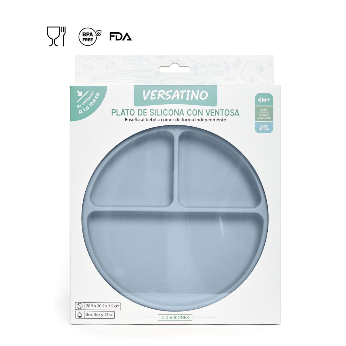 GENERICO - PLATO DE 3 DIVISIONES AZUL  - VERSATINO