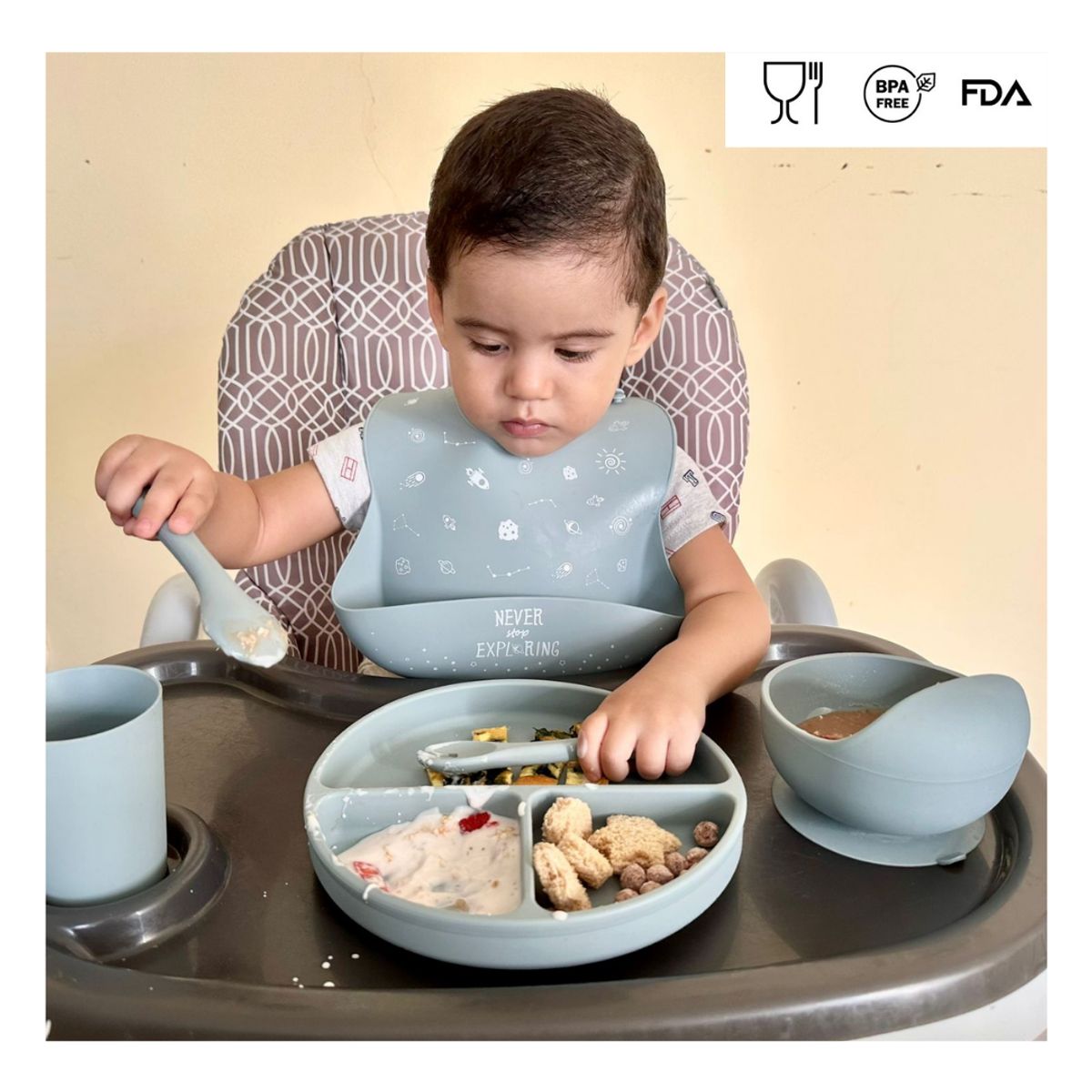 GENERICO - PLATO DE 3 DIVISIONES AZUL  - VERSATINO