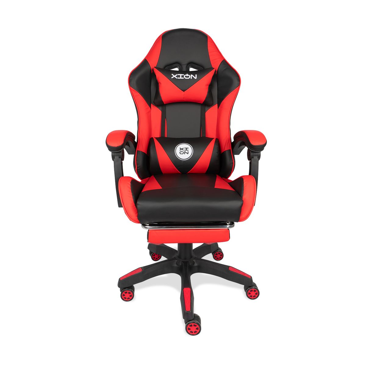 XION - SILLA GAMER ERGONÓMICA CON MASAJEADOR Y REPOSAPIÉS 135° TITAN ROJO