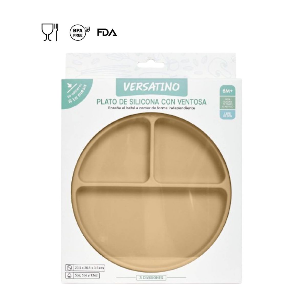 GENERICO - PLATO DE 3 DIVISIONES DURAZNO  - VERSATINO