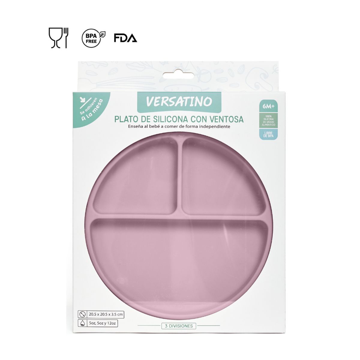 GENERICO - PLATO DE 3 DIVISIONES LILA  - VERSATINO