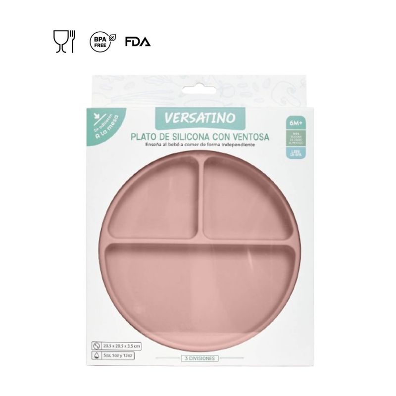 GENERICO - PLATO DE 3 DIVISIONES ROSA MAUVE  - VERSATINO