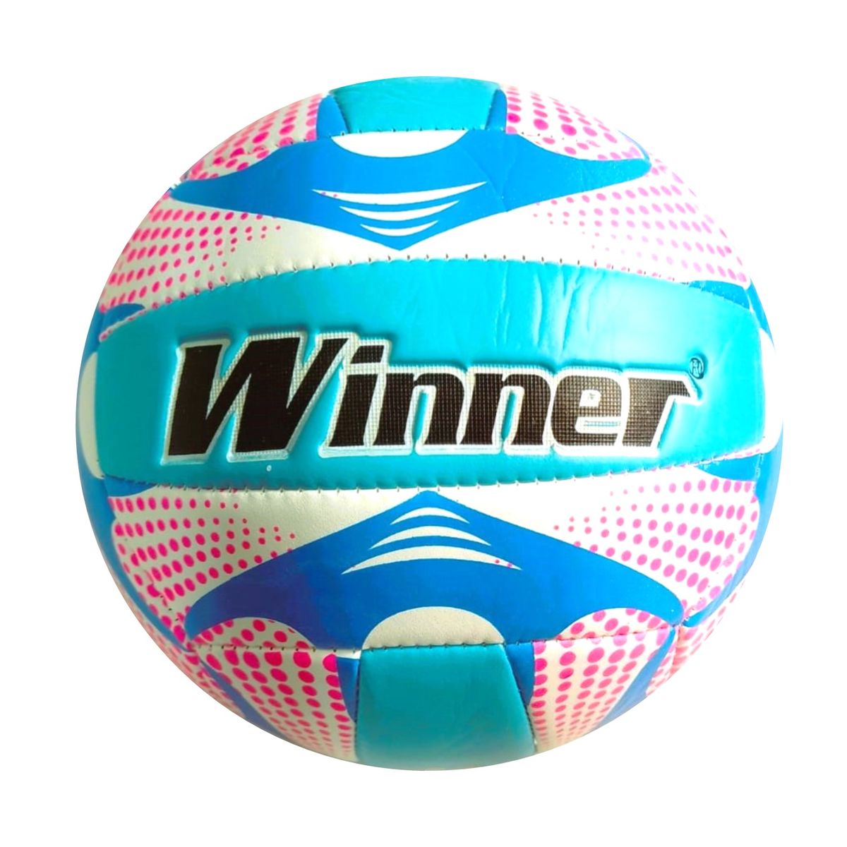 WINNER - PELOTA PARA VÓLEY TALLA 5  ACOLCHADA COSIDO WINNER CELESTE ROSADO