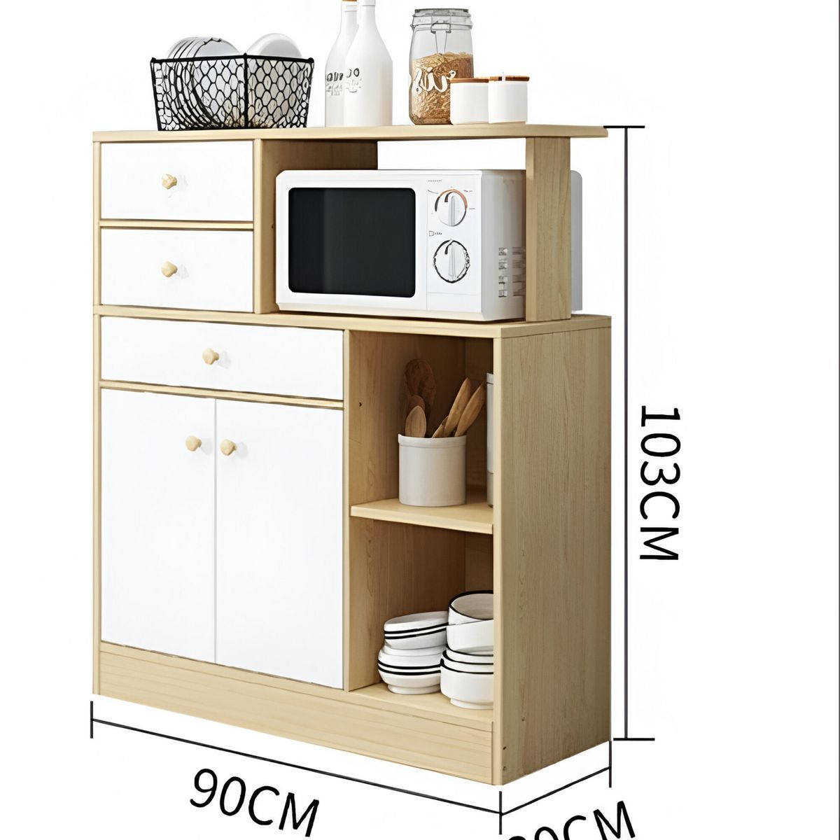 GENERICO - Mueble de Cocina Multiusos Turín con Repisa Duna Y Blanco R&R MUEBLES
